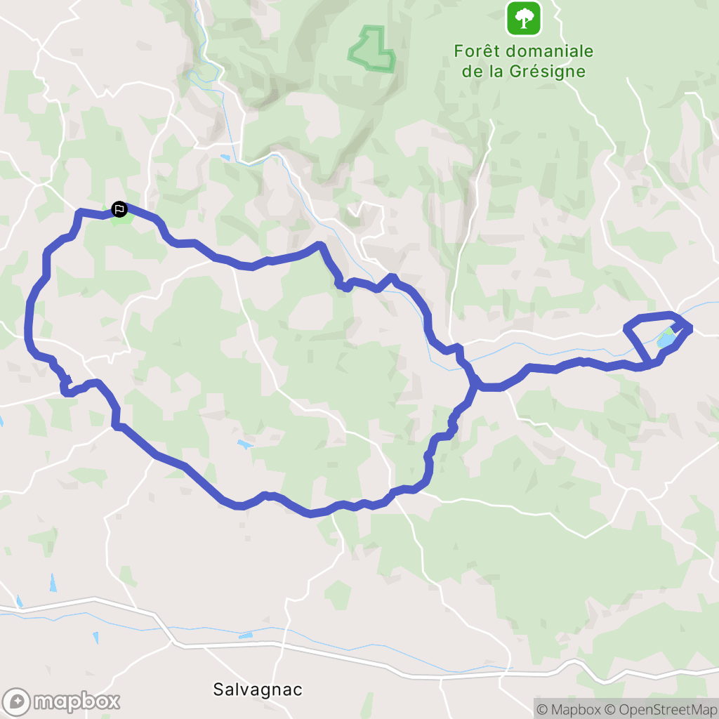 Puycelsi : carte du parcours de randonnée - France