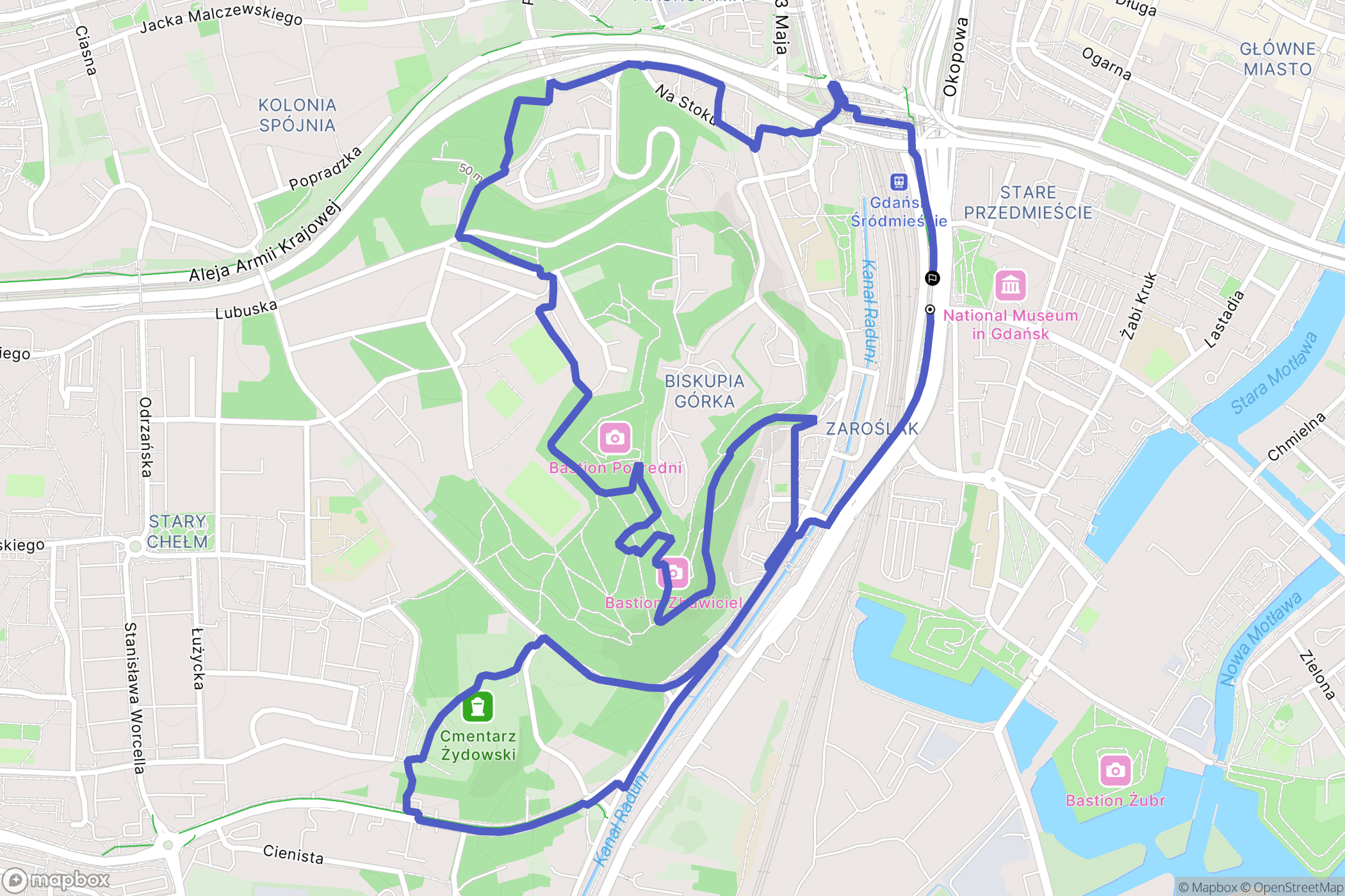 Gdańsk: mapa trasy - Poland