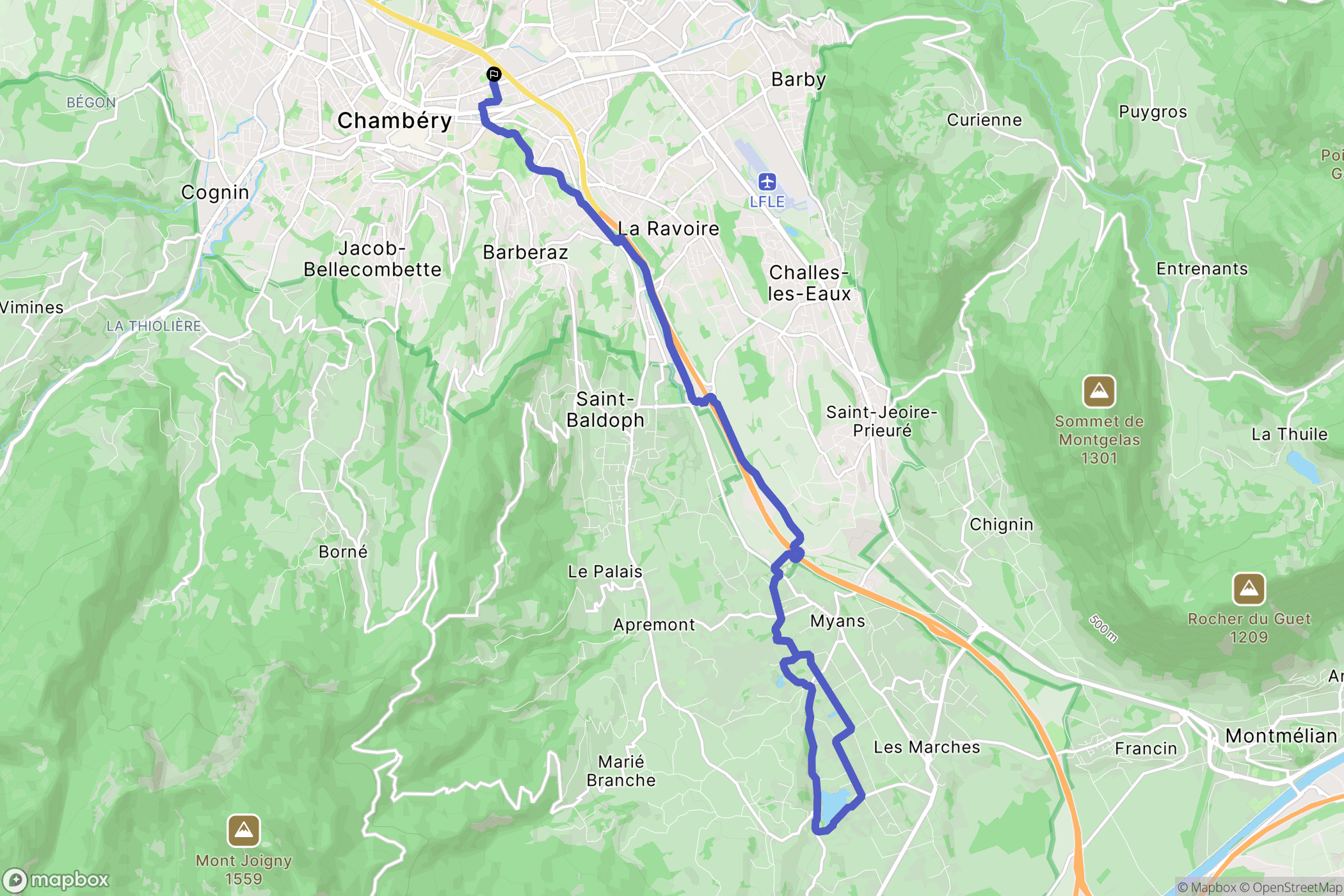 Chambéry : carte du parcours de randonnée - France