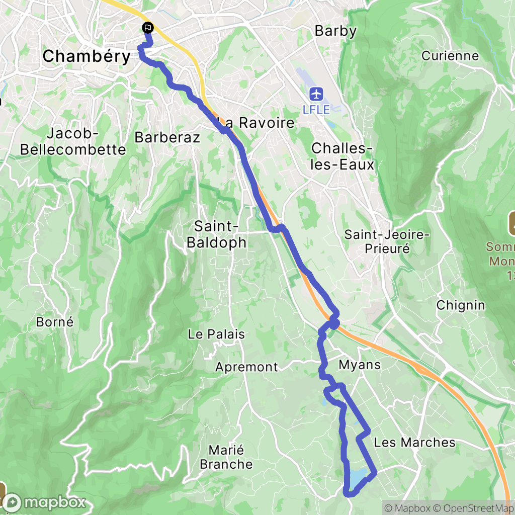 Chambéry : carte du parcours de randonnée - France