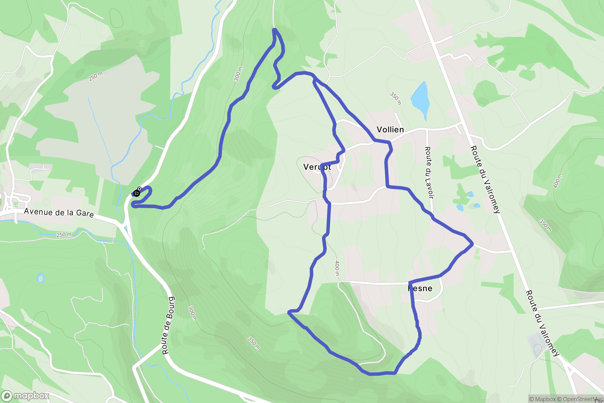 Chazey-Bons : carte du parcours de randonnée - France