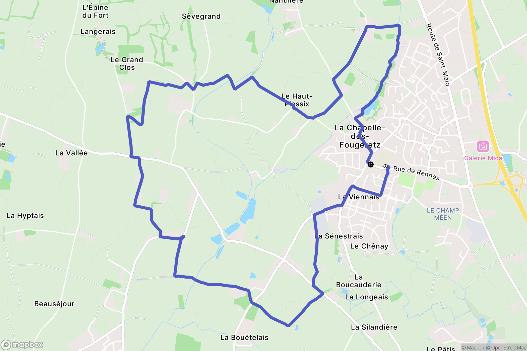 La Chapelle-des-Fougeretz : carte du parcours de randonnée - France
