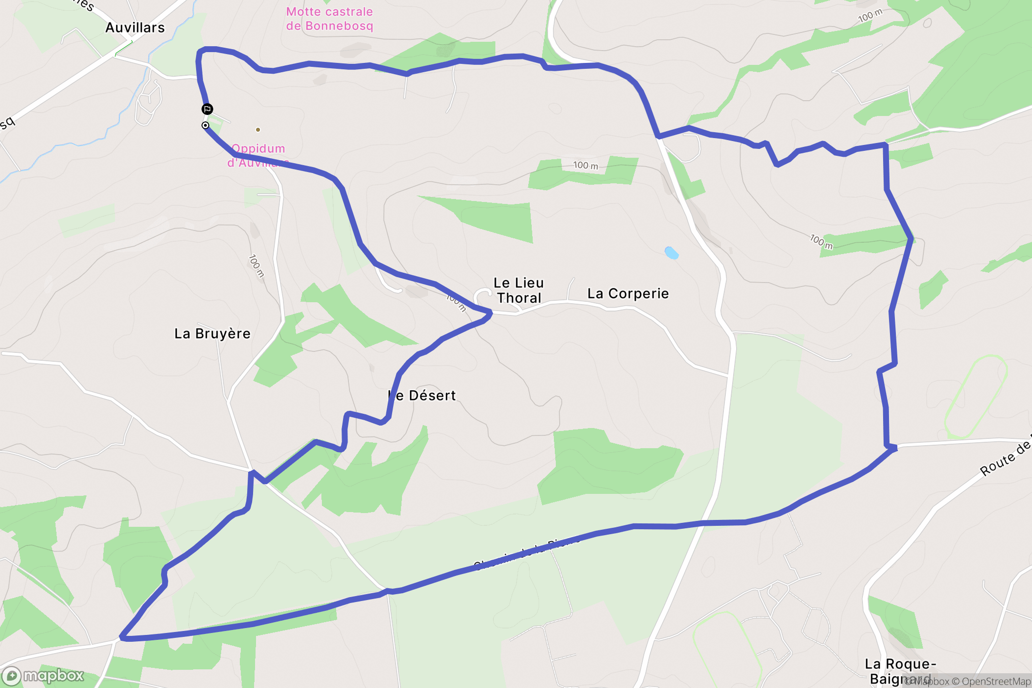 Auvillars : carte du parcours de randonnée - France