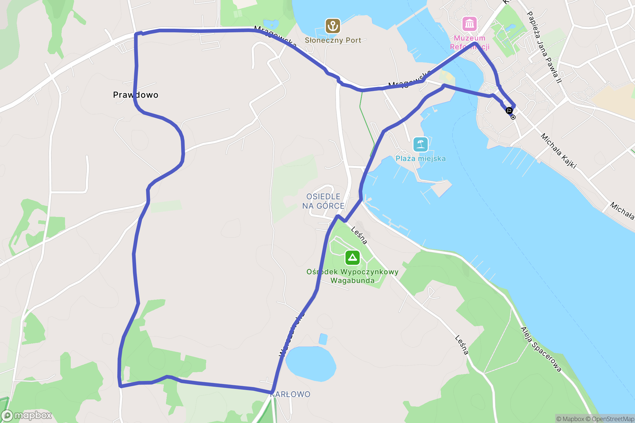Mikołajki: mapa trasy - Poland
