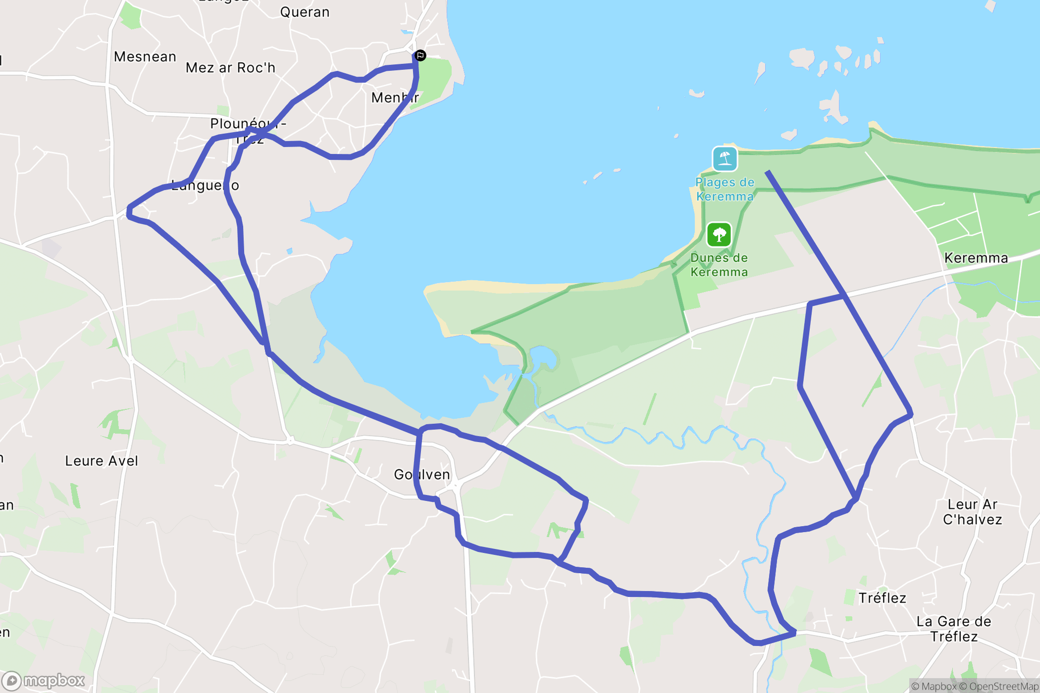 Plounéour-Brignogan-plages : carte du parcours de randonnée - France
