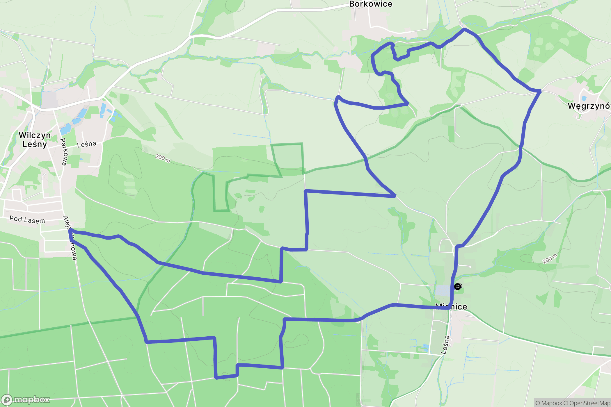 Mienice: mapa trasy - Poland