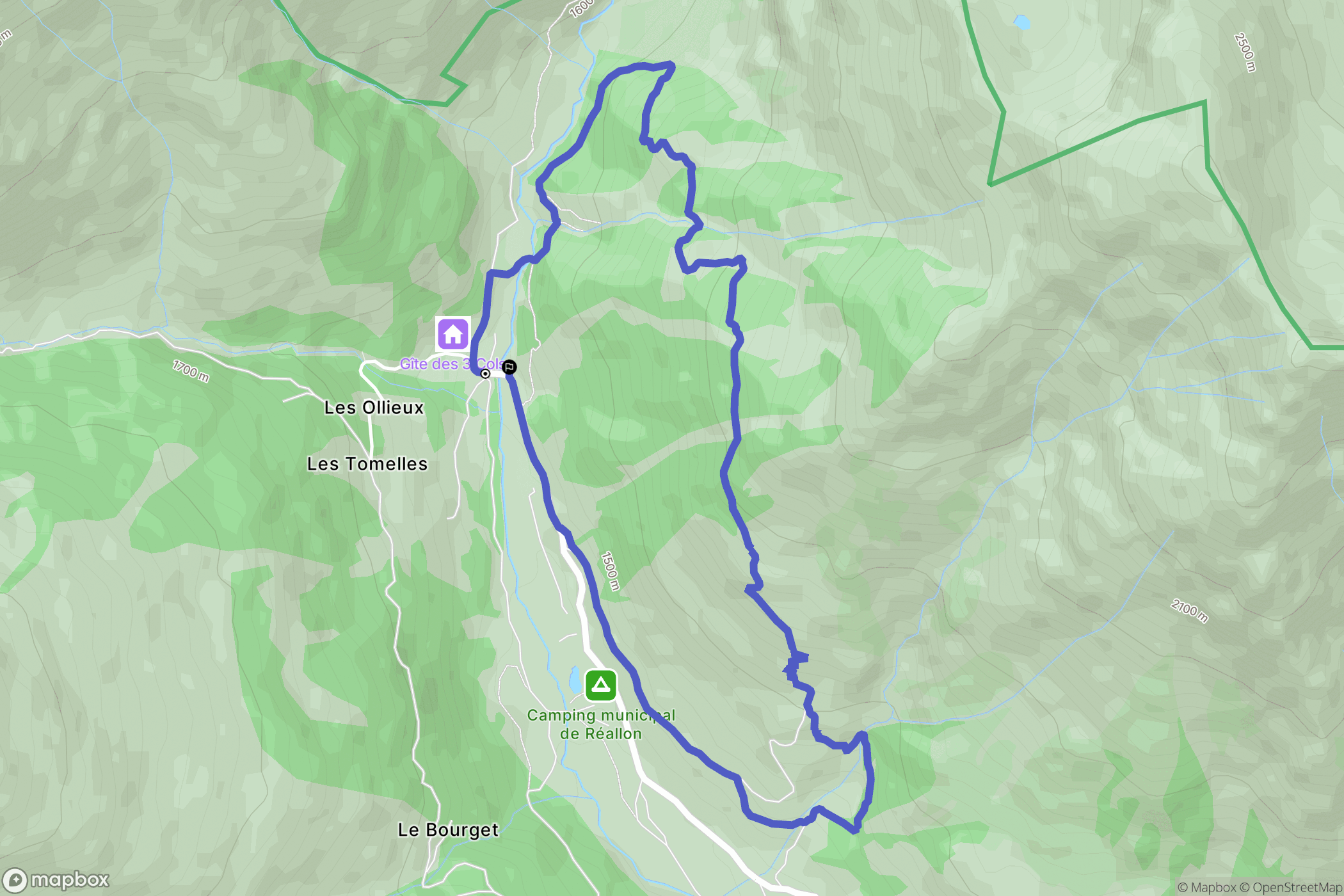 Réallon : carte du parcours de randonnée - France