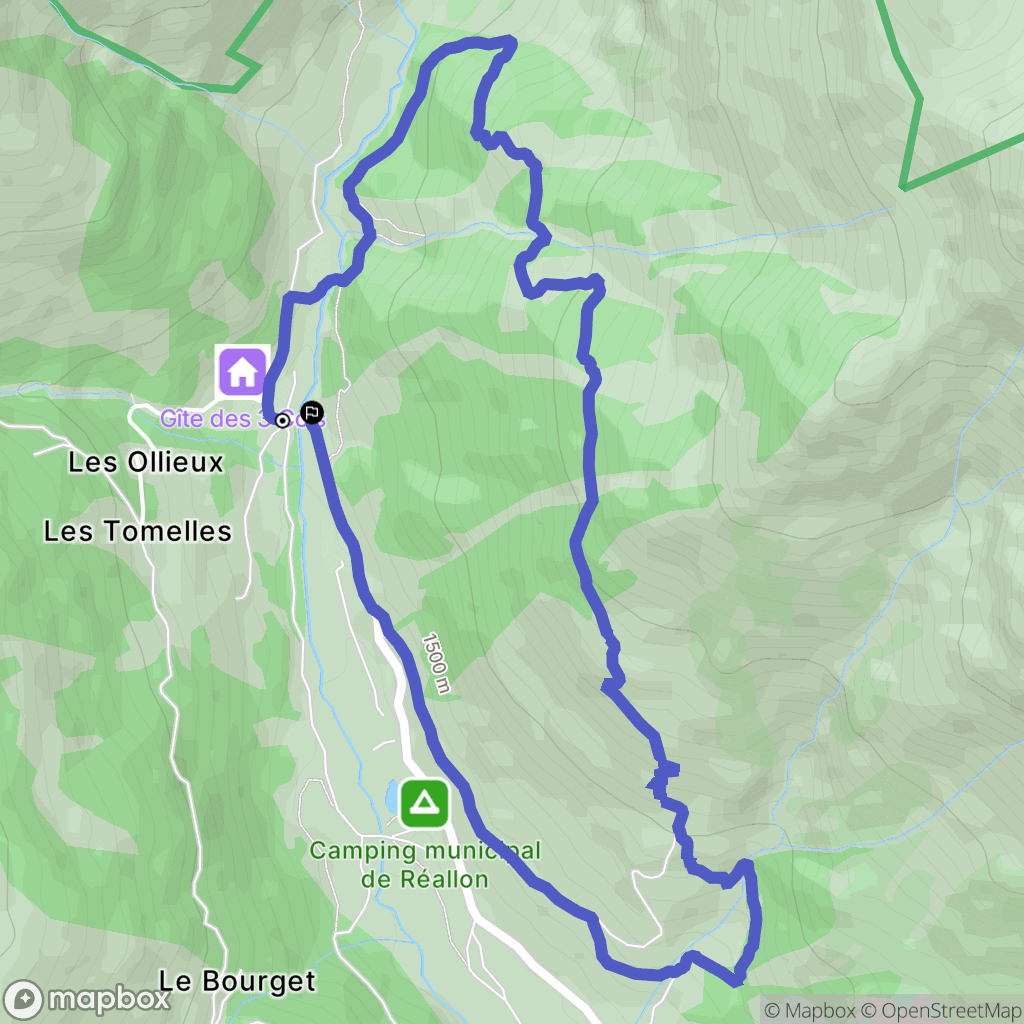 Réallon : carte du parcours de randonnée - France