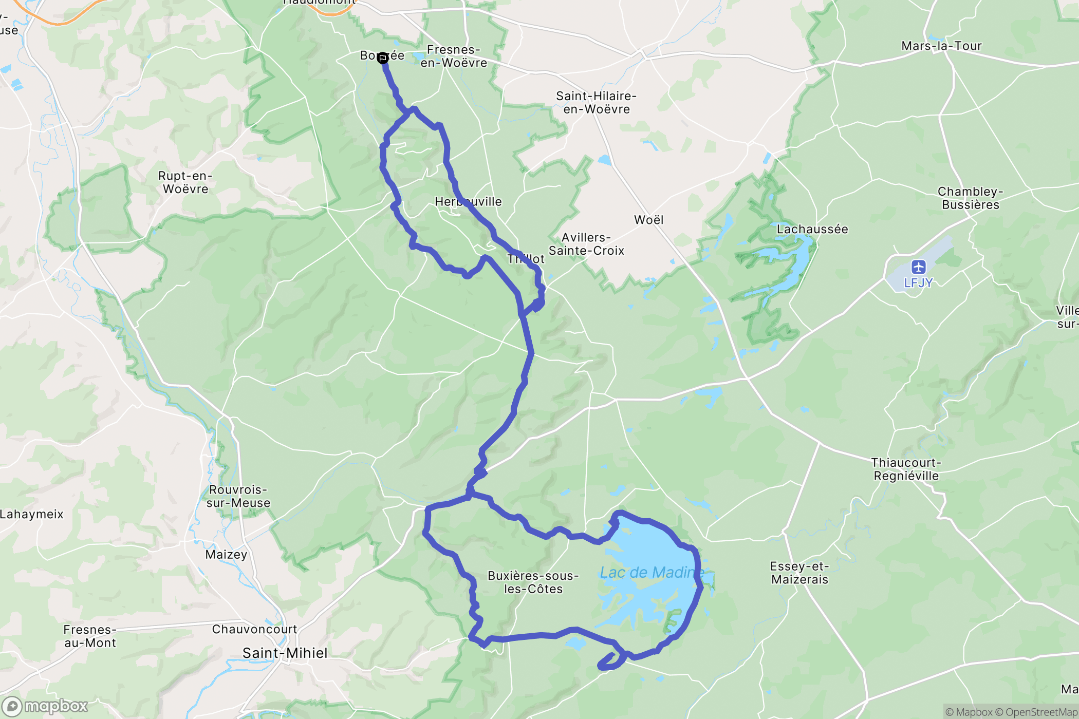 Bonzée : carte du parcours de randonnée - France