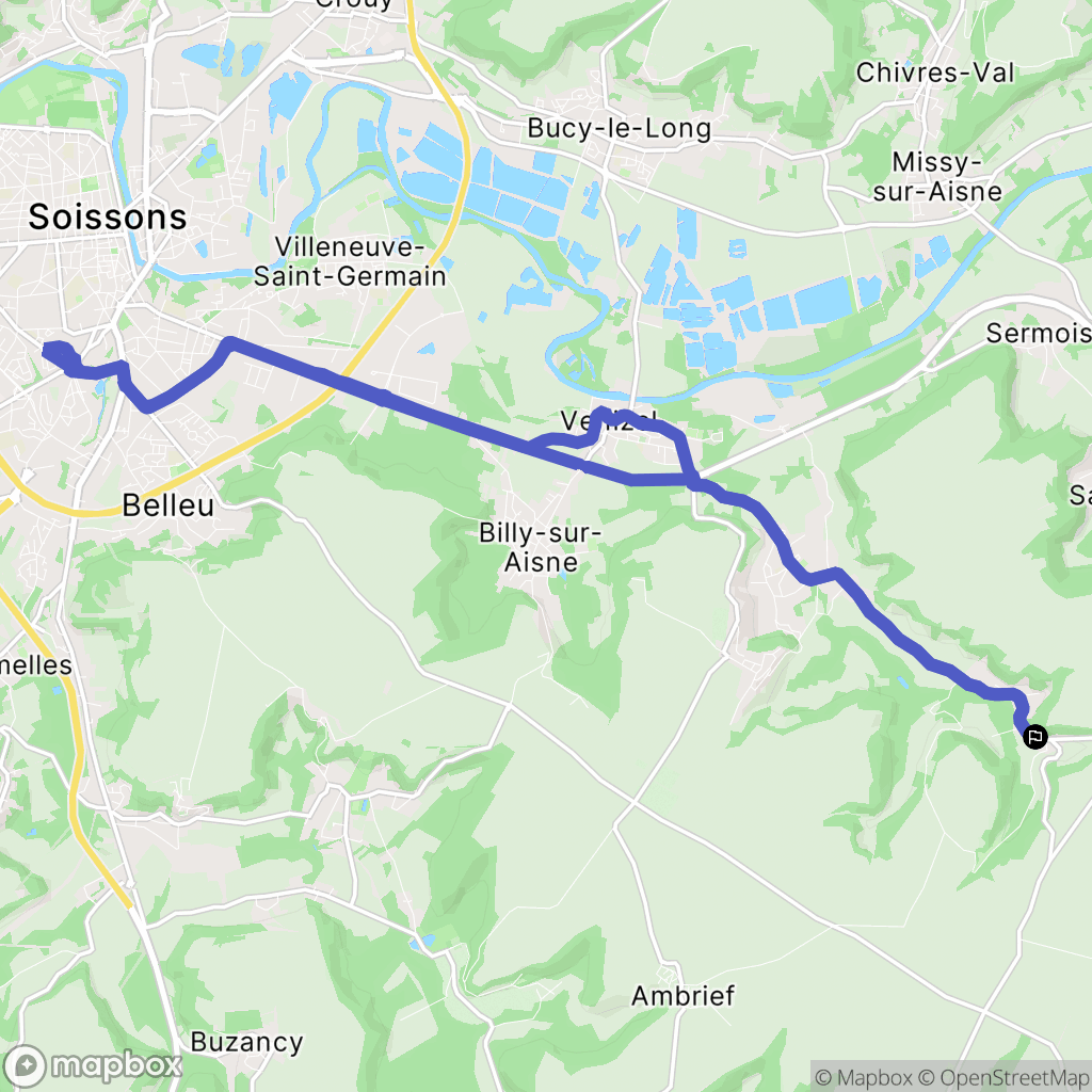 Serches : carte du parcours de randonnée - France