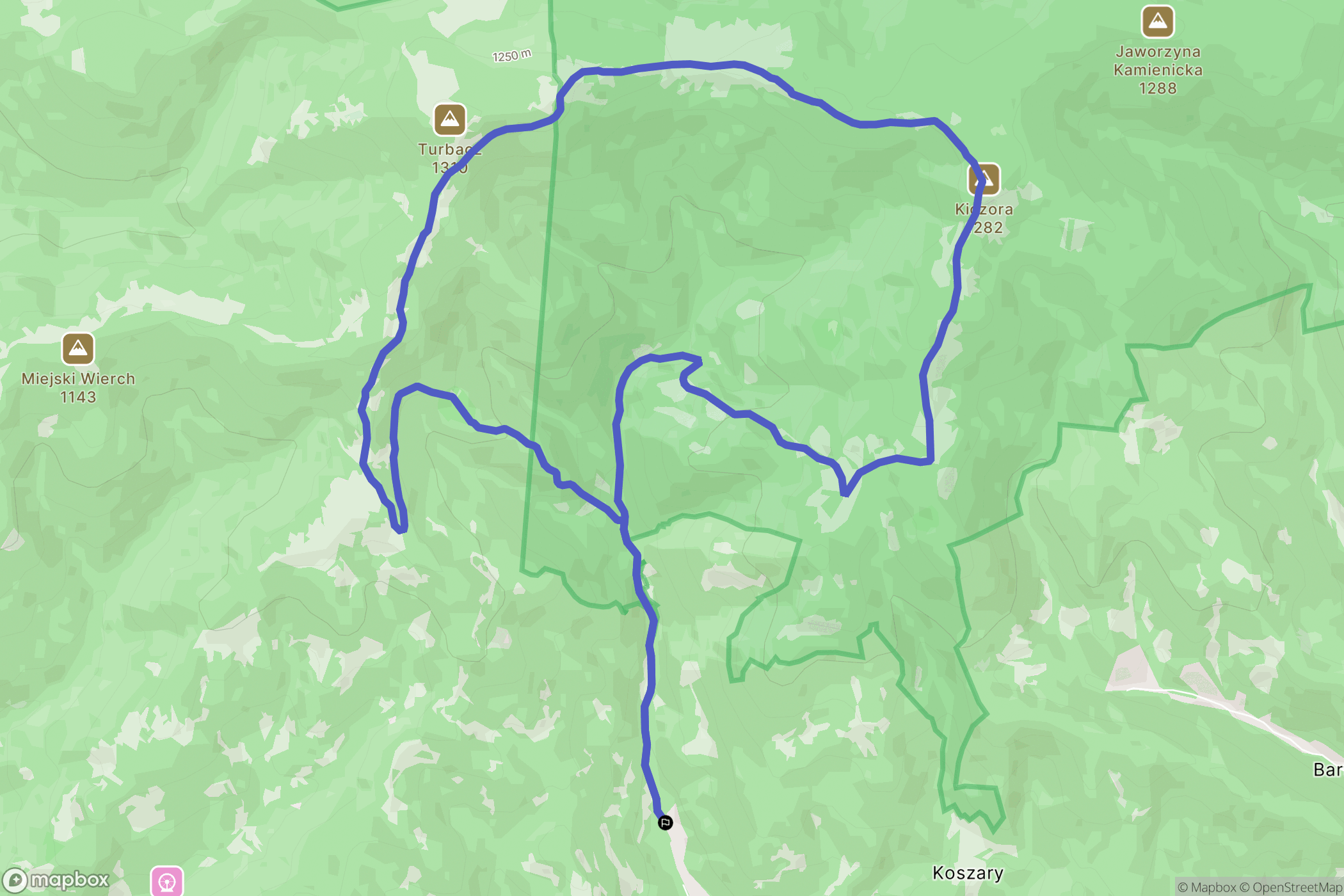 Łopuszna: mapa trasy - Poland