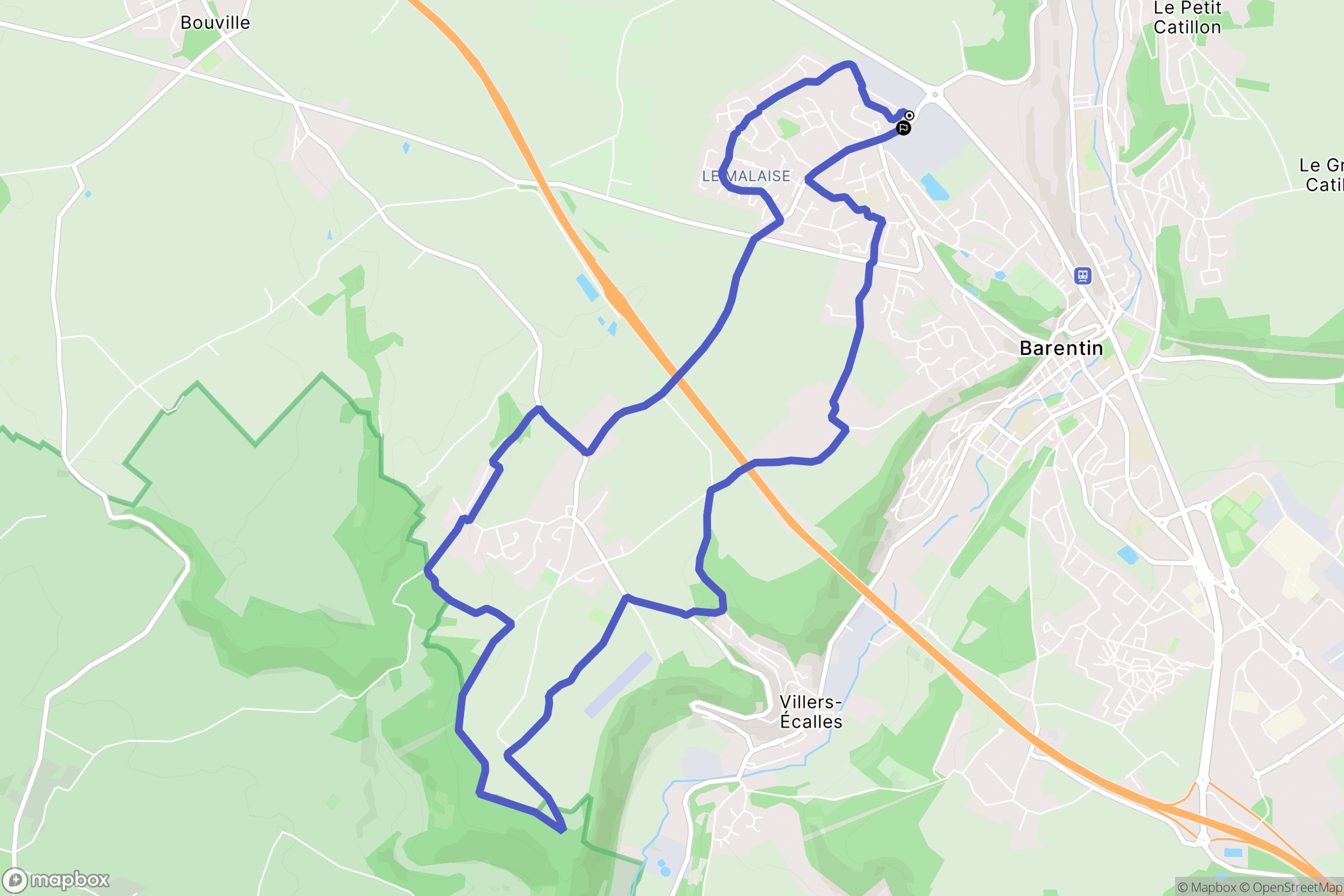 Barentin : carte du parcours de randonnée - France