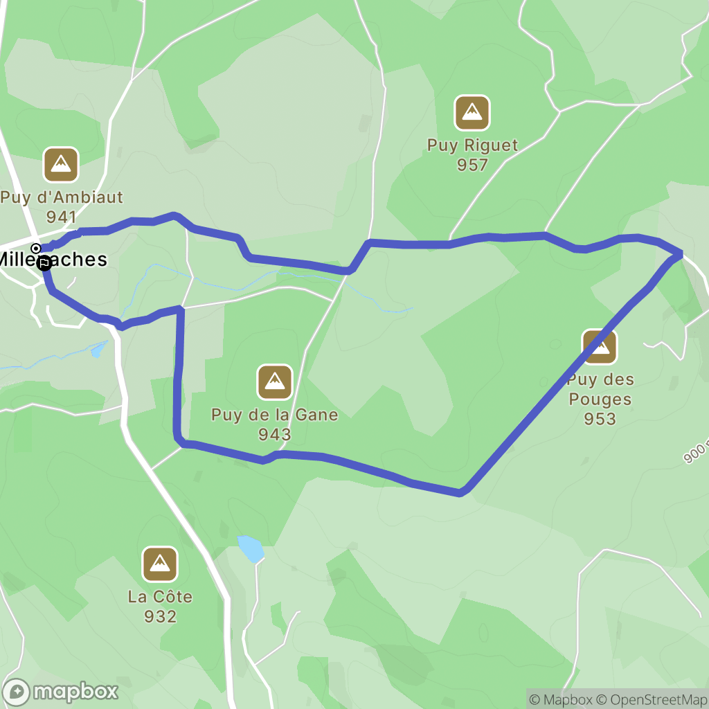Millevaches : carte du parcours de randonnée - France