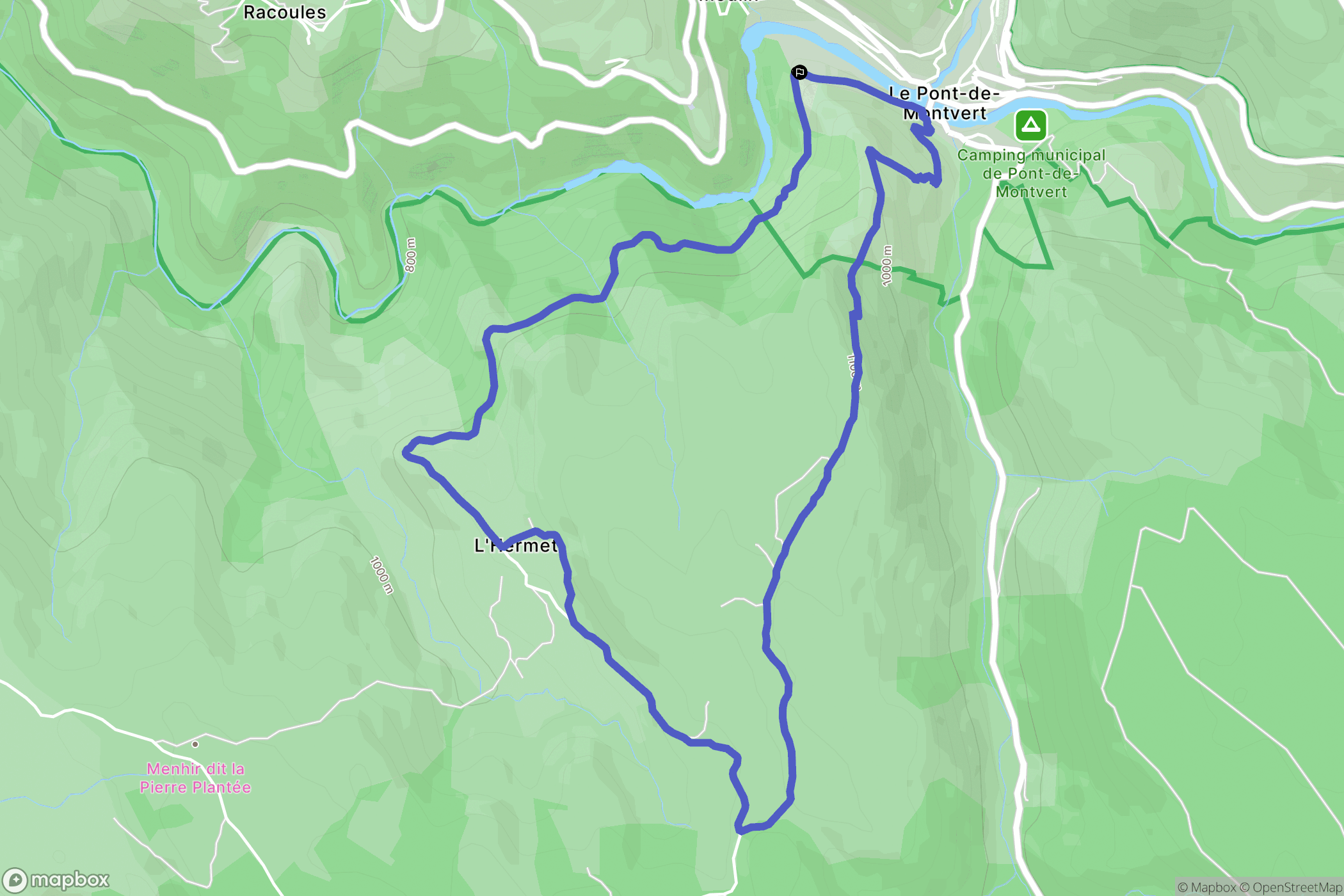 Pont-de-Montvert-Sud-Mont-Lozère : carte du parcours de randonnée - France