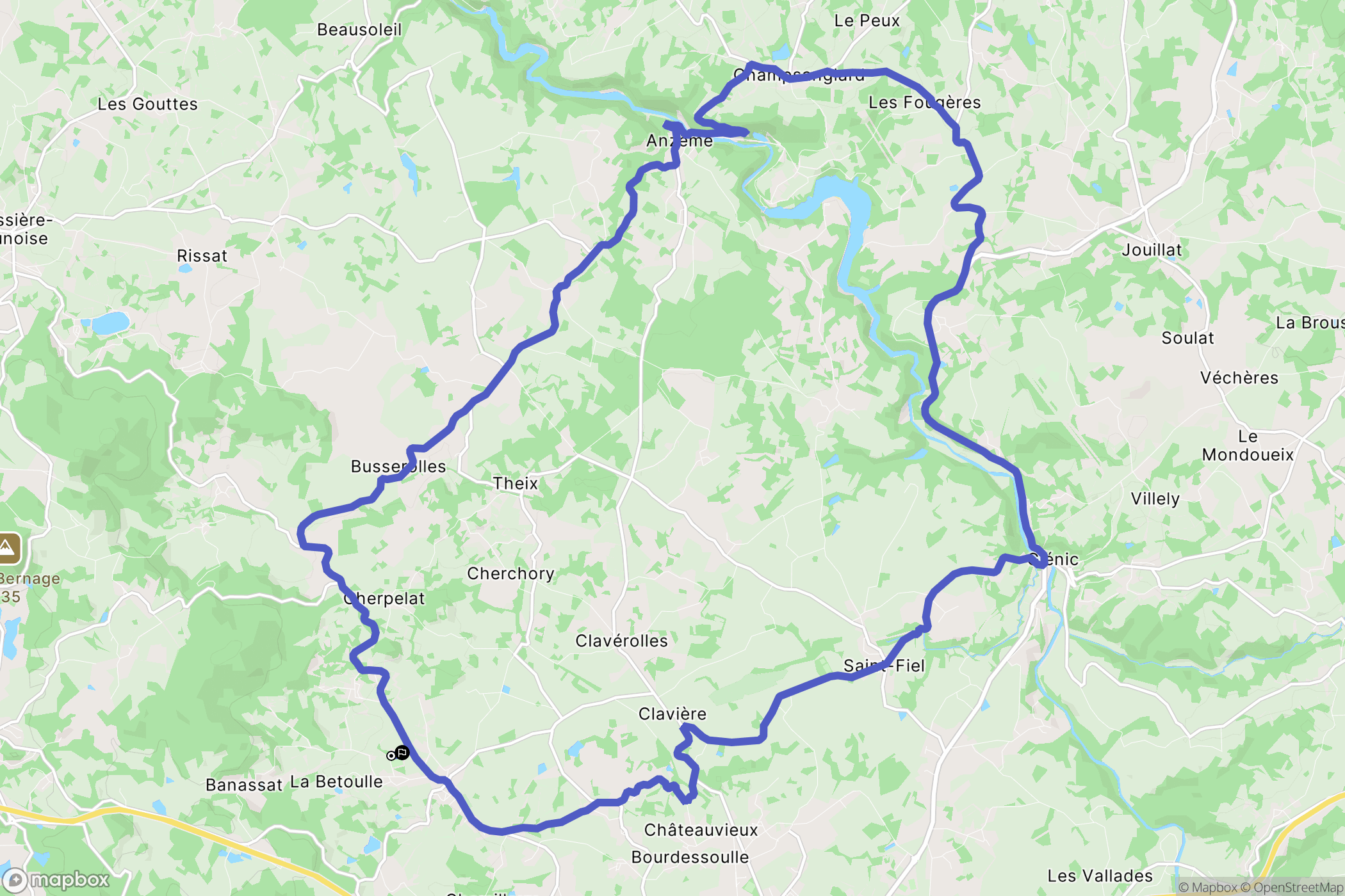 Saint-Sulpice-le-Guérétois : carte du parcours de randonnée - France