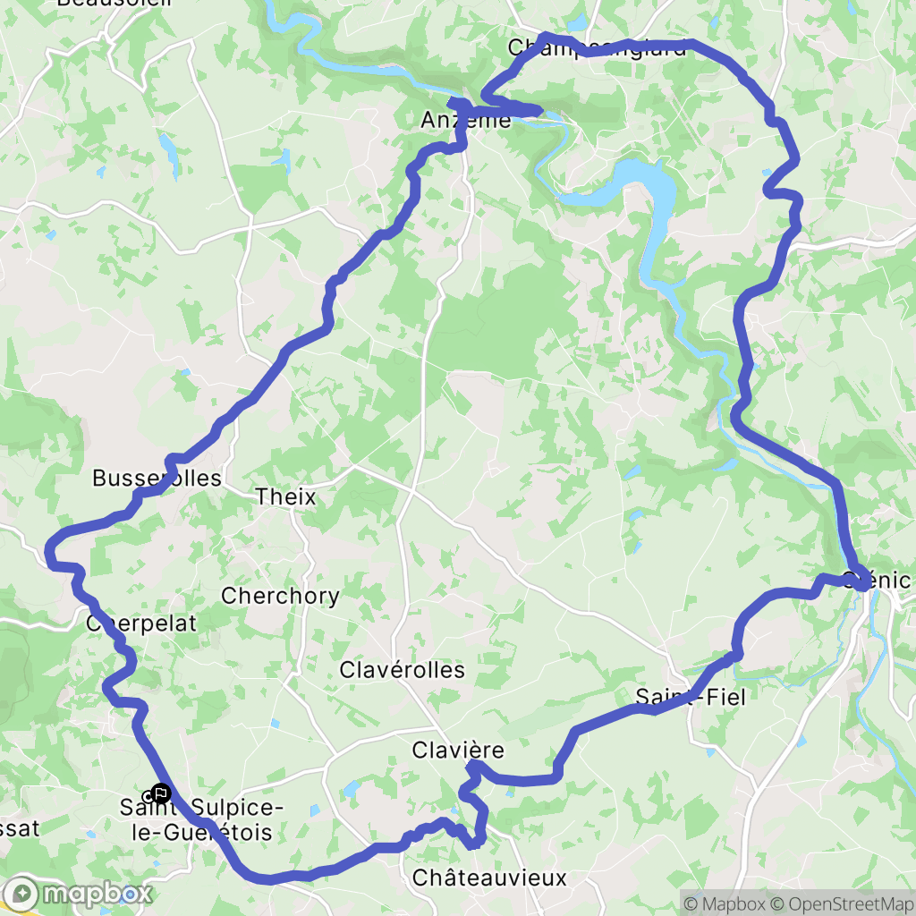 Saint-Sulpice-le-Guérétois : carte du parcours de randonnée - France