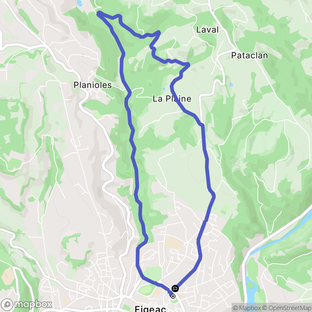 Figeac : carte du parcours de randonnée - France