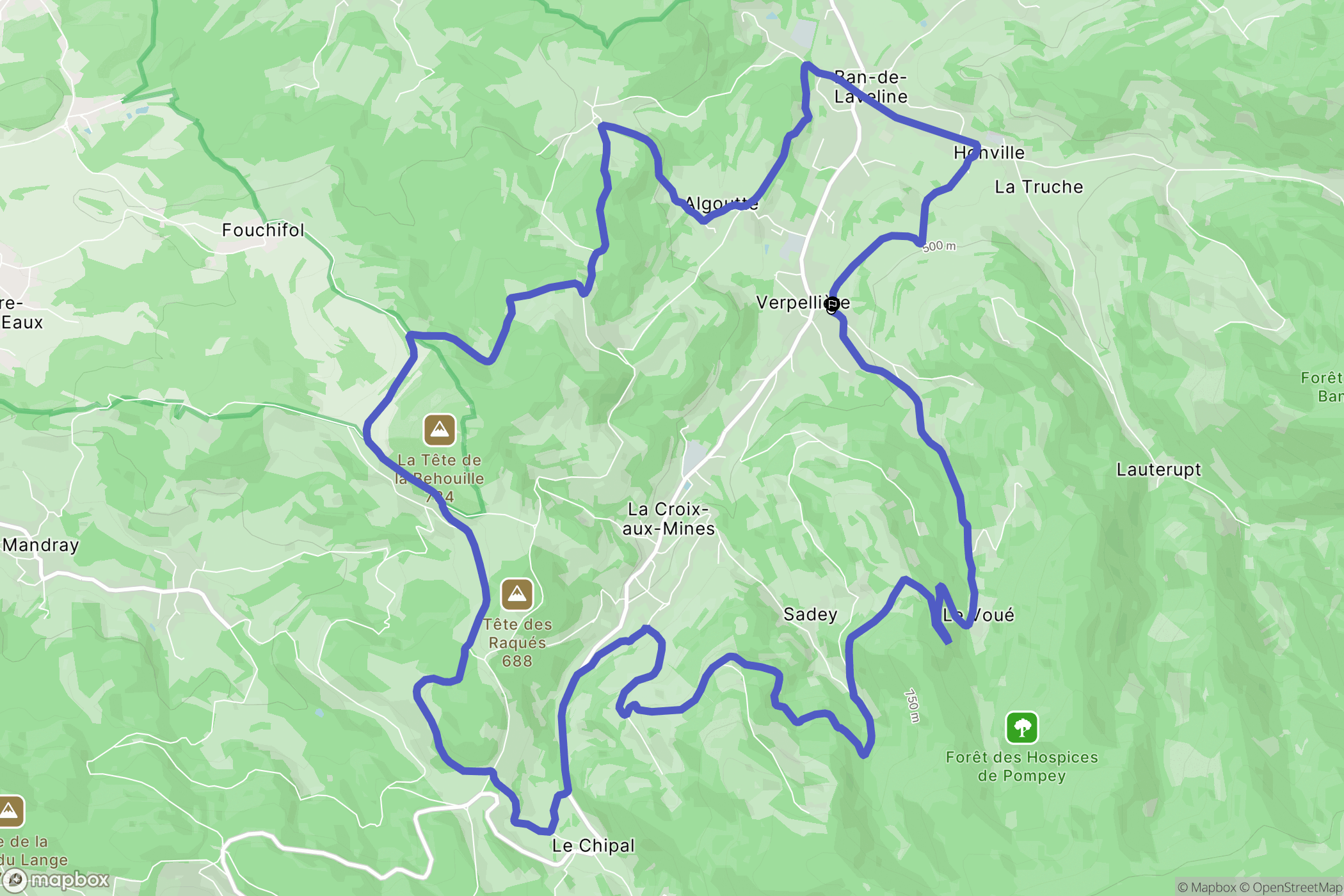 Ban-de-Laveline : carte du parcours de randonnée - France