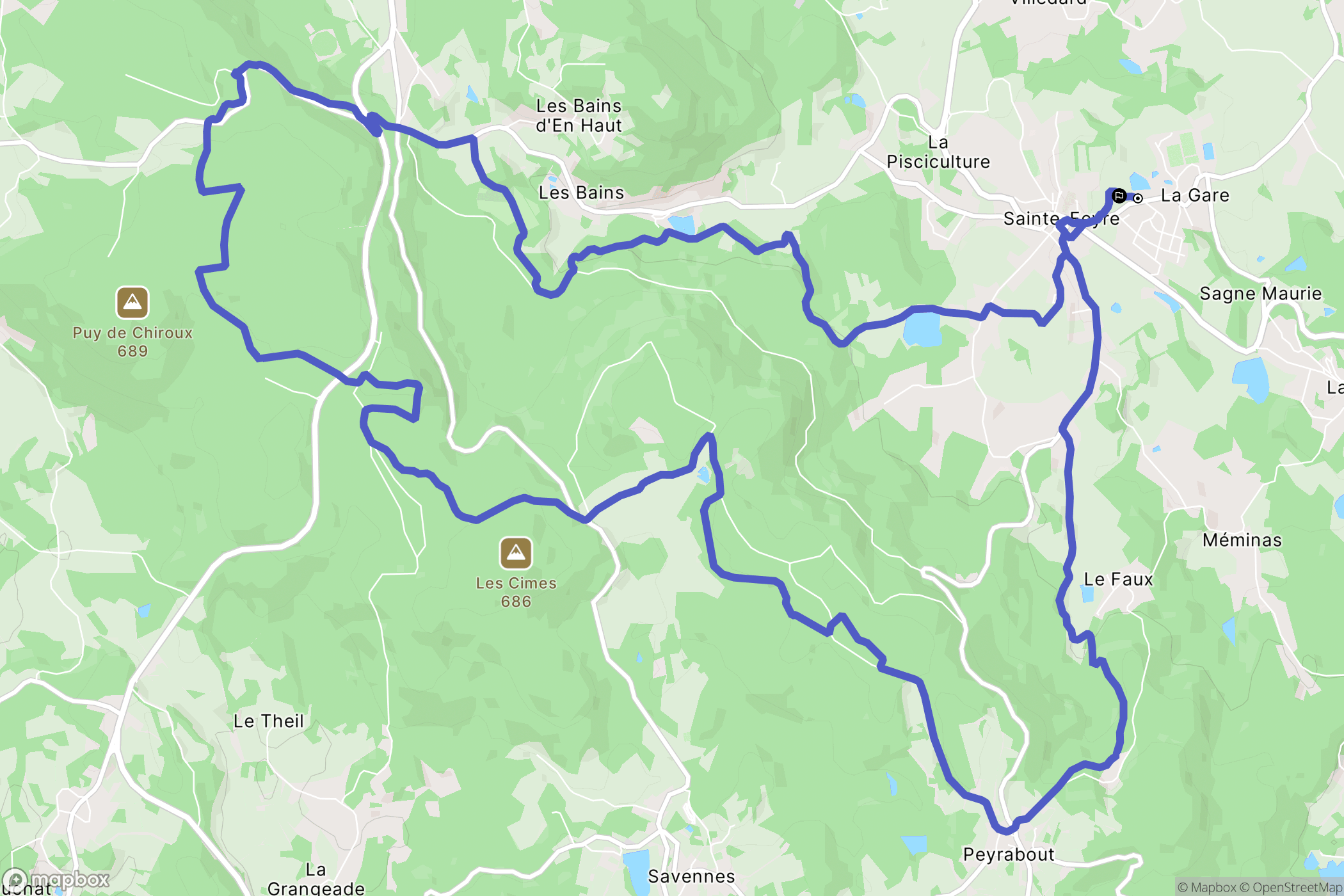 Sainte-Feyre : carte du parcours de randonnée - France