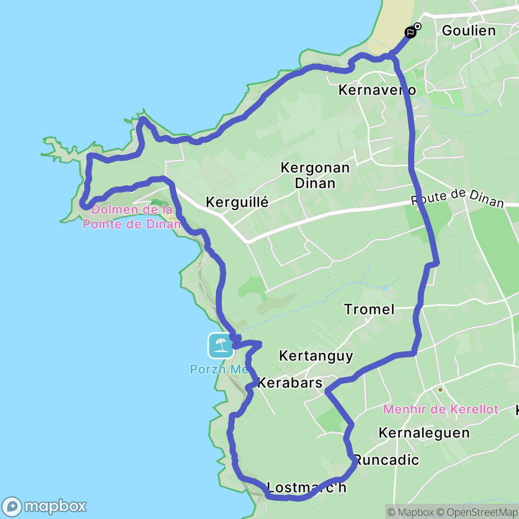 Crozon : carte du parcours de randonnée - France