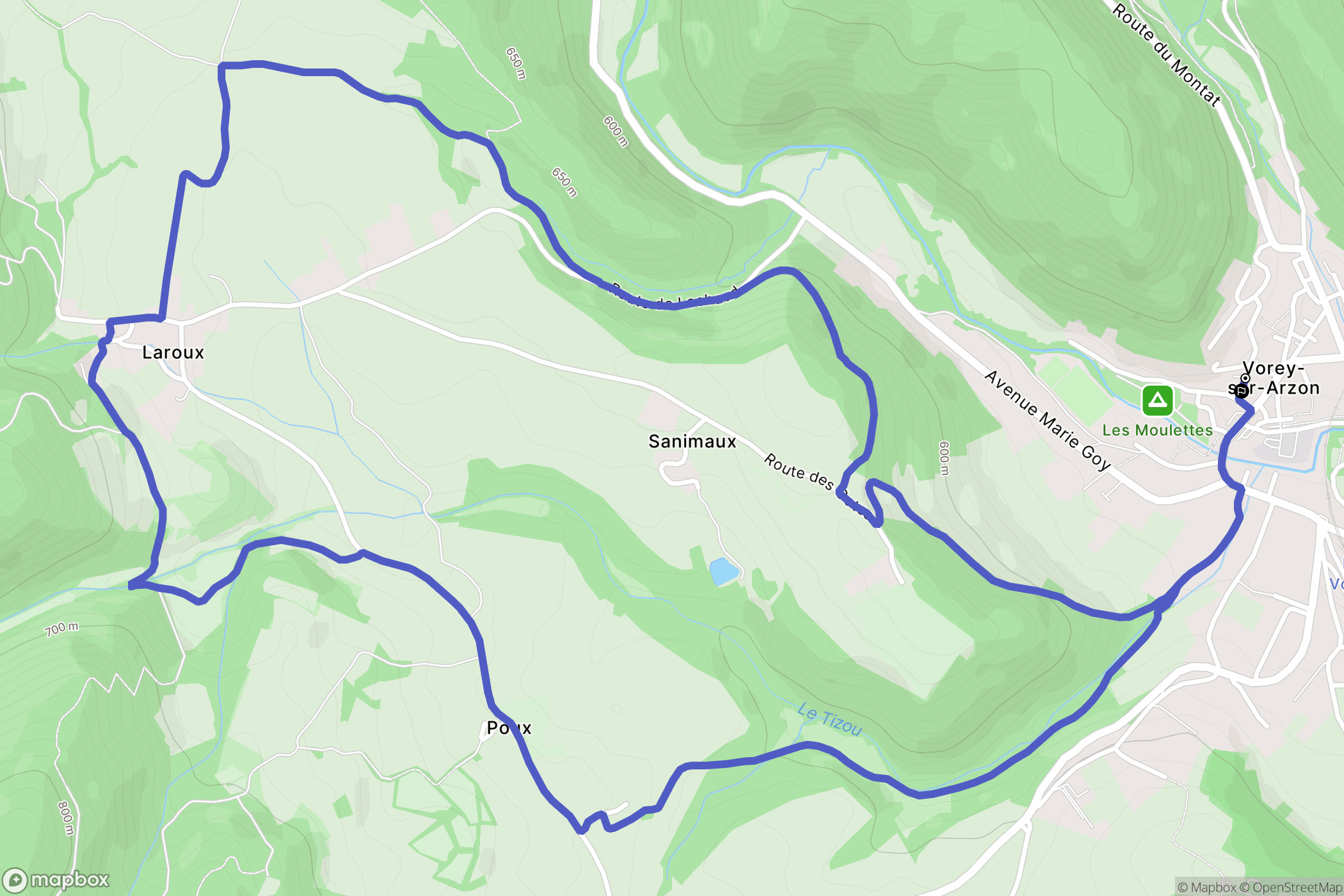 Vorey : carte du parcours de randonnée - France