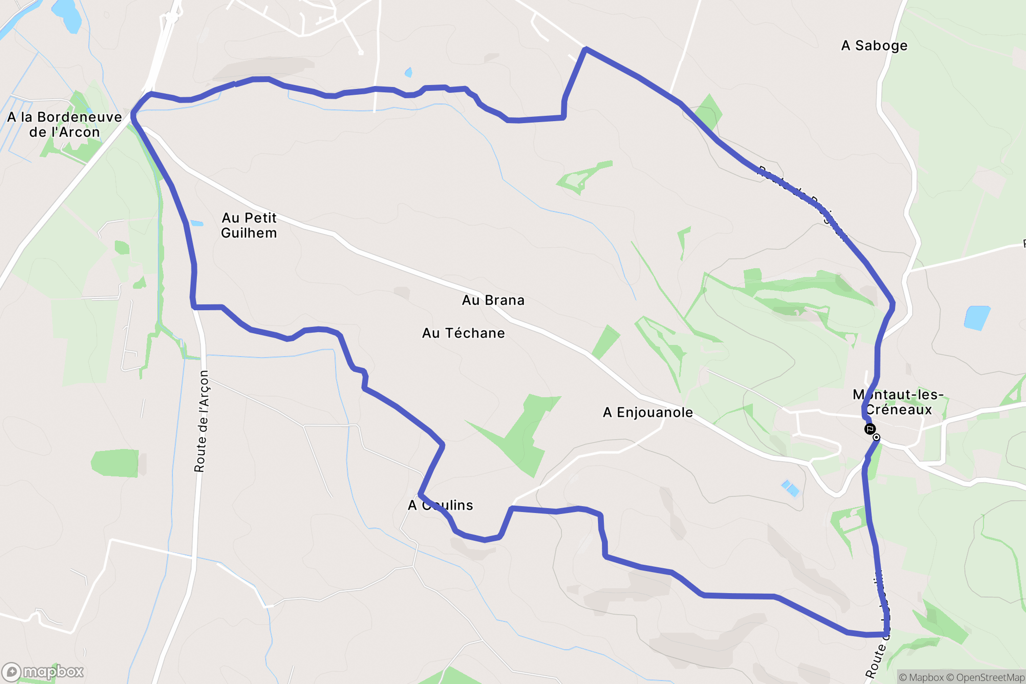 Montaut-les-Créneaux : carte du parcours de randonnée - France