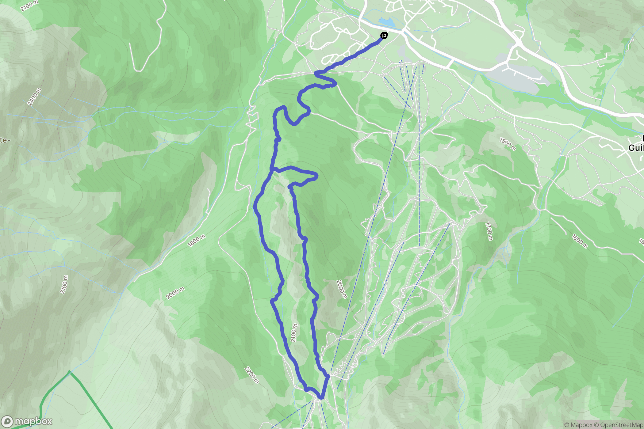 Le Monêtier-les-Bains : carte du parcours de randonnée - France