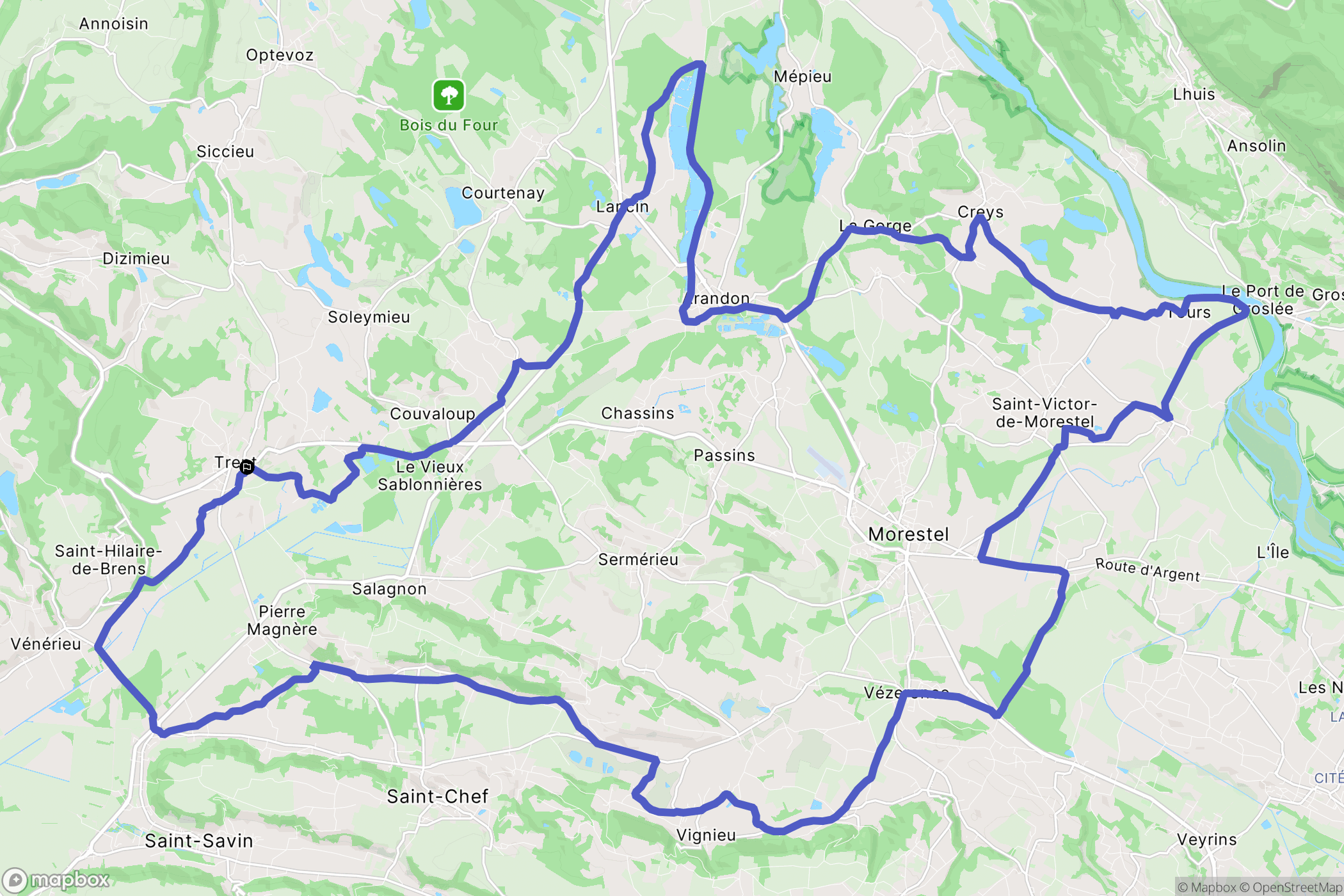 Trept : carte du parcours de randonnée - France