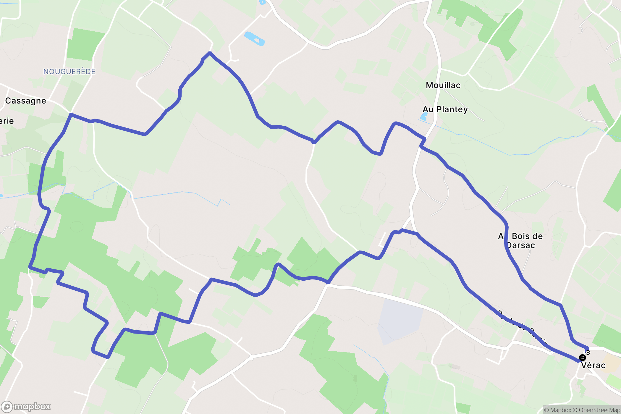 Vérac : carte du parcours de randonnée - France