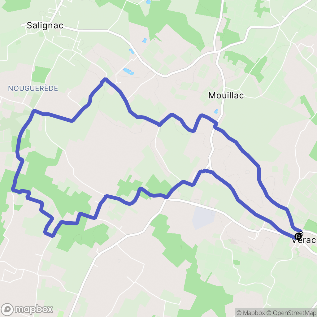 Vérac : carte du parcours de randonnée - France