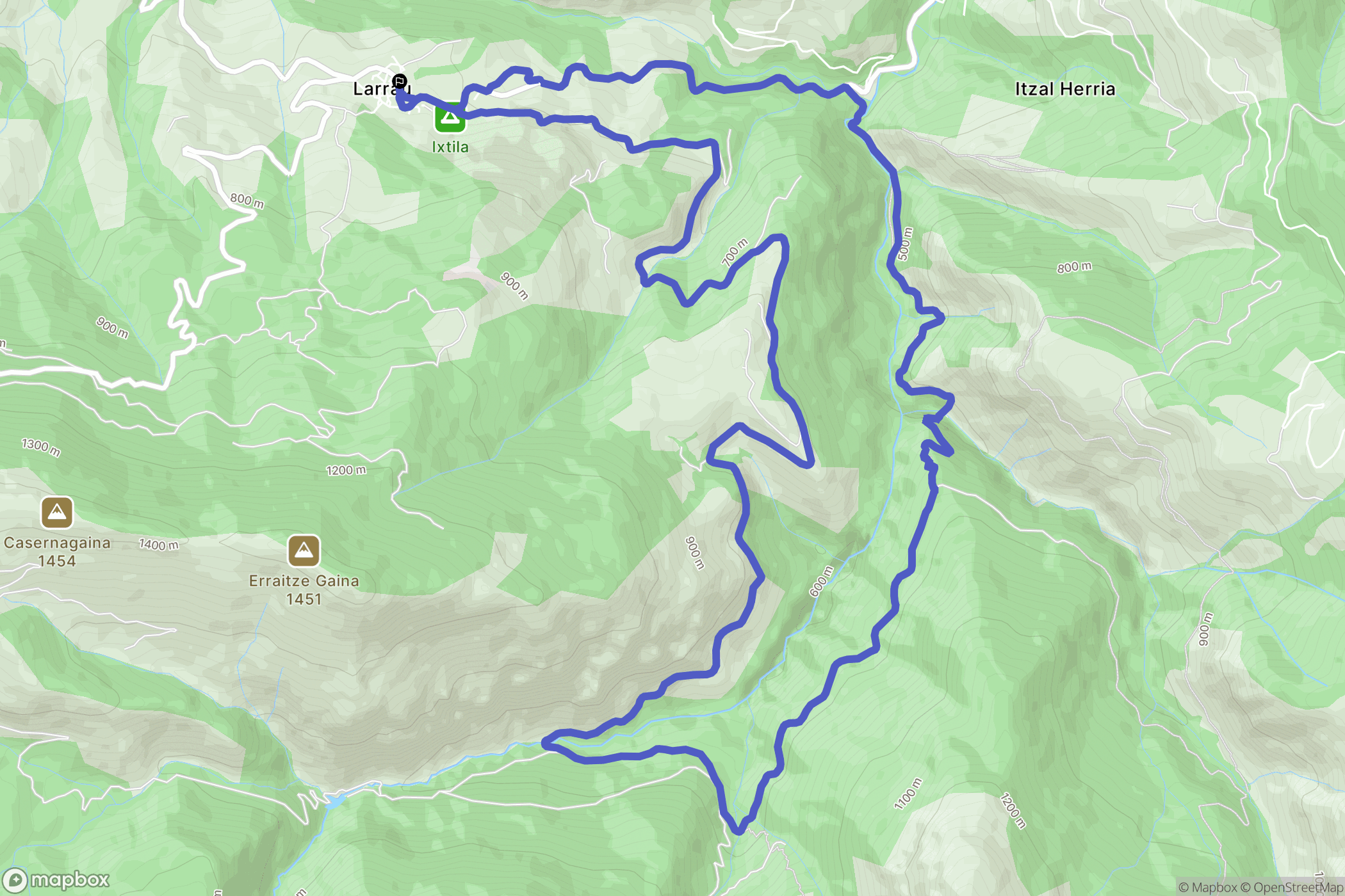 Larrau : carte du parcours de randonnée - France