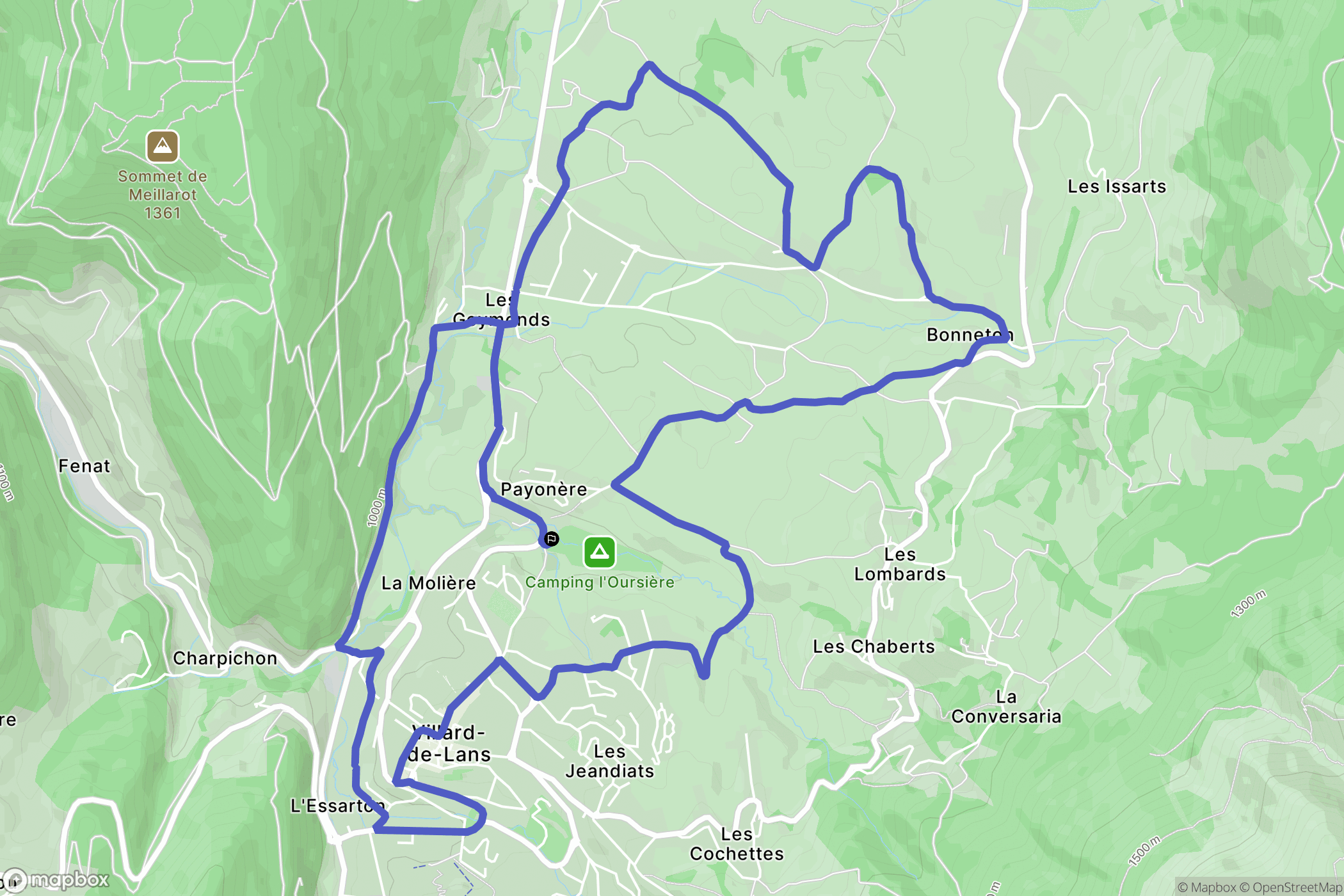 Villard-de-Lans : carte du parcours de randonnée - France