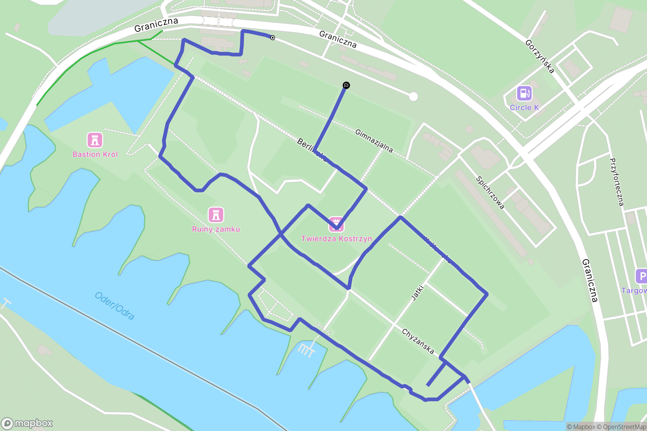 Kostrzyn nad Odrą: mapa trasy - Poland