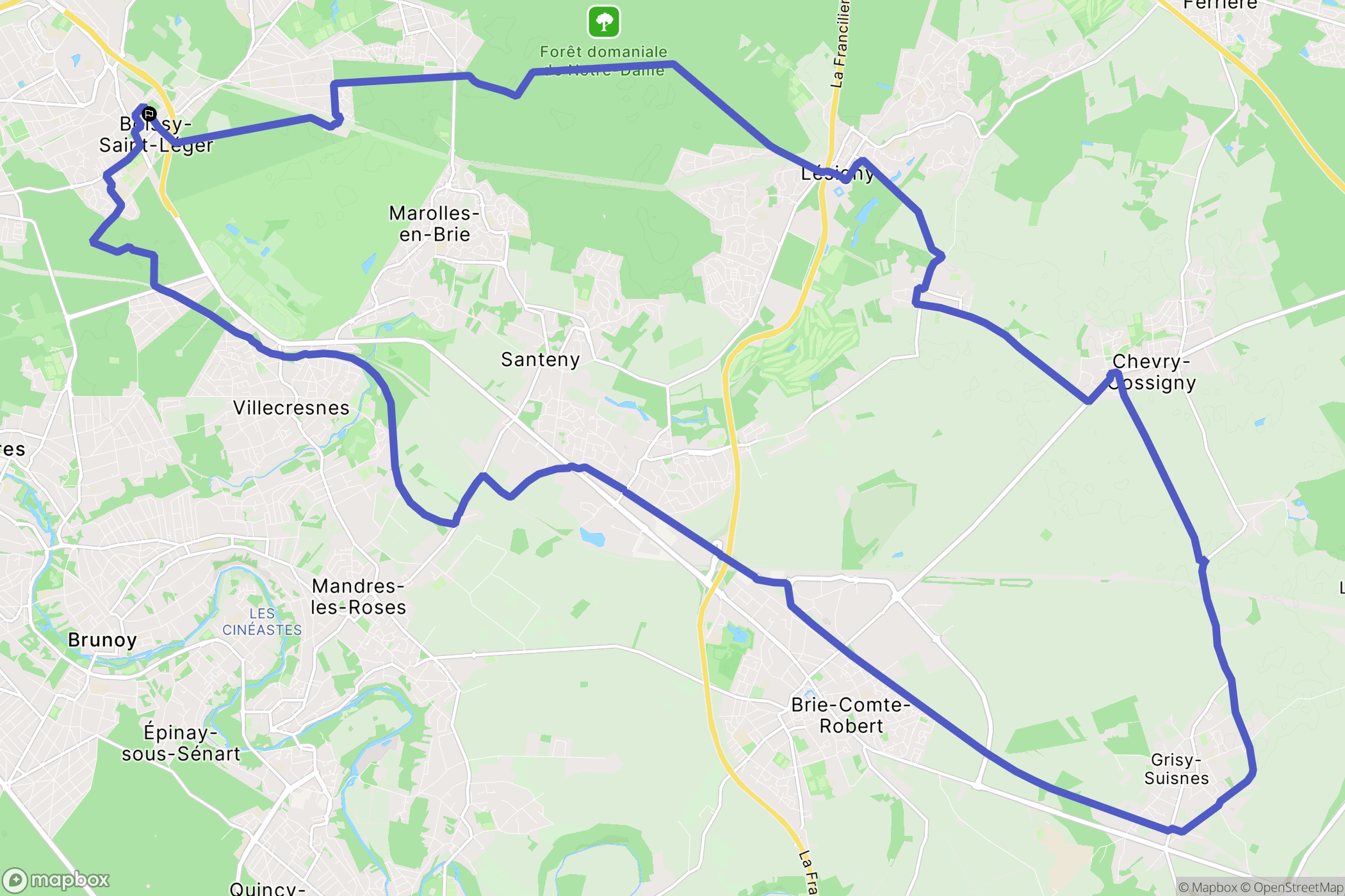 Boissy-Saint-Léger : carte du parcours de randonnée - France