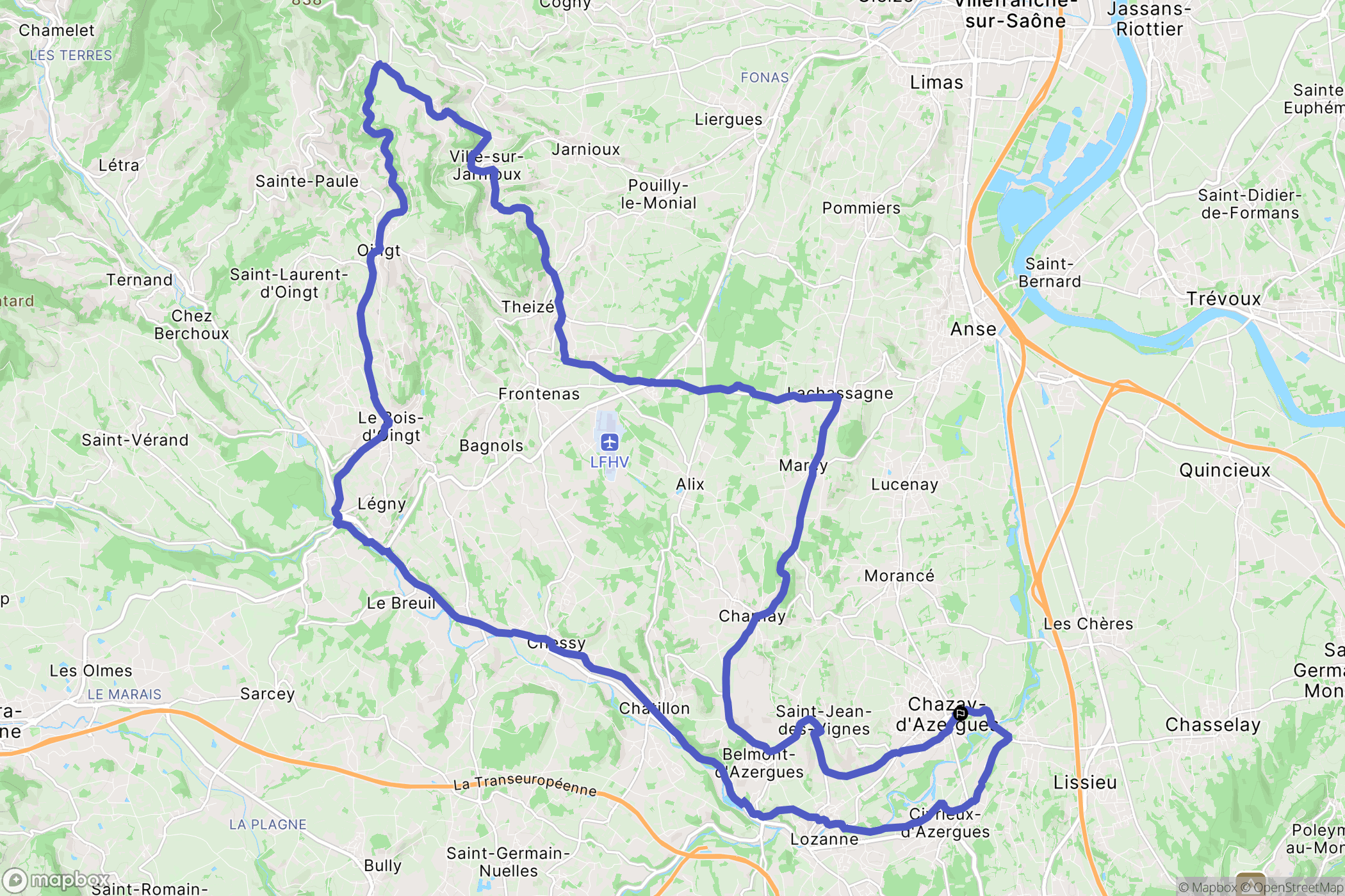 Chazay-d'Azergues : carte du parcours de randonnée - France