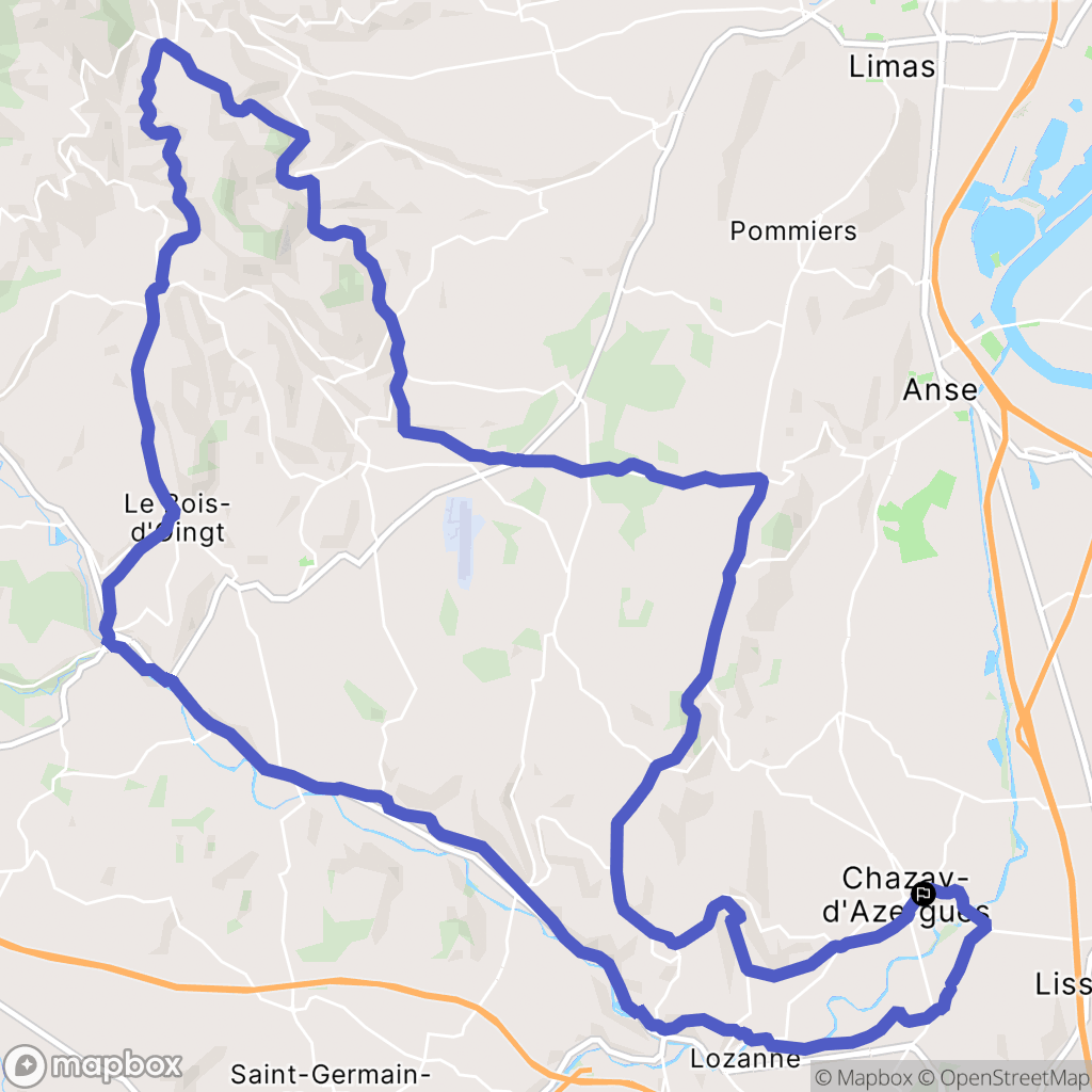 Chazay-d'Azergues : carte du parcours de randonnée - France