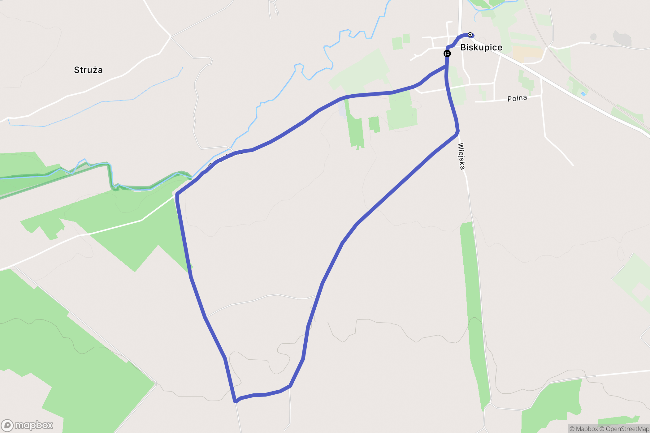 Biskupice: mapa trasy - Poland