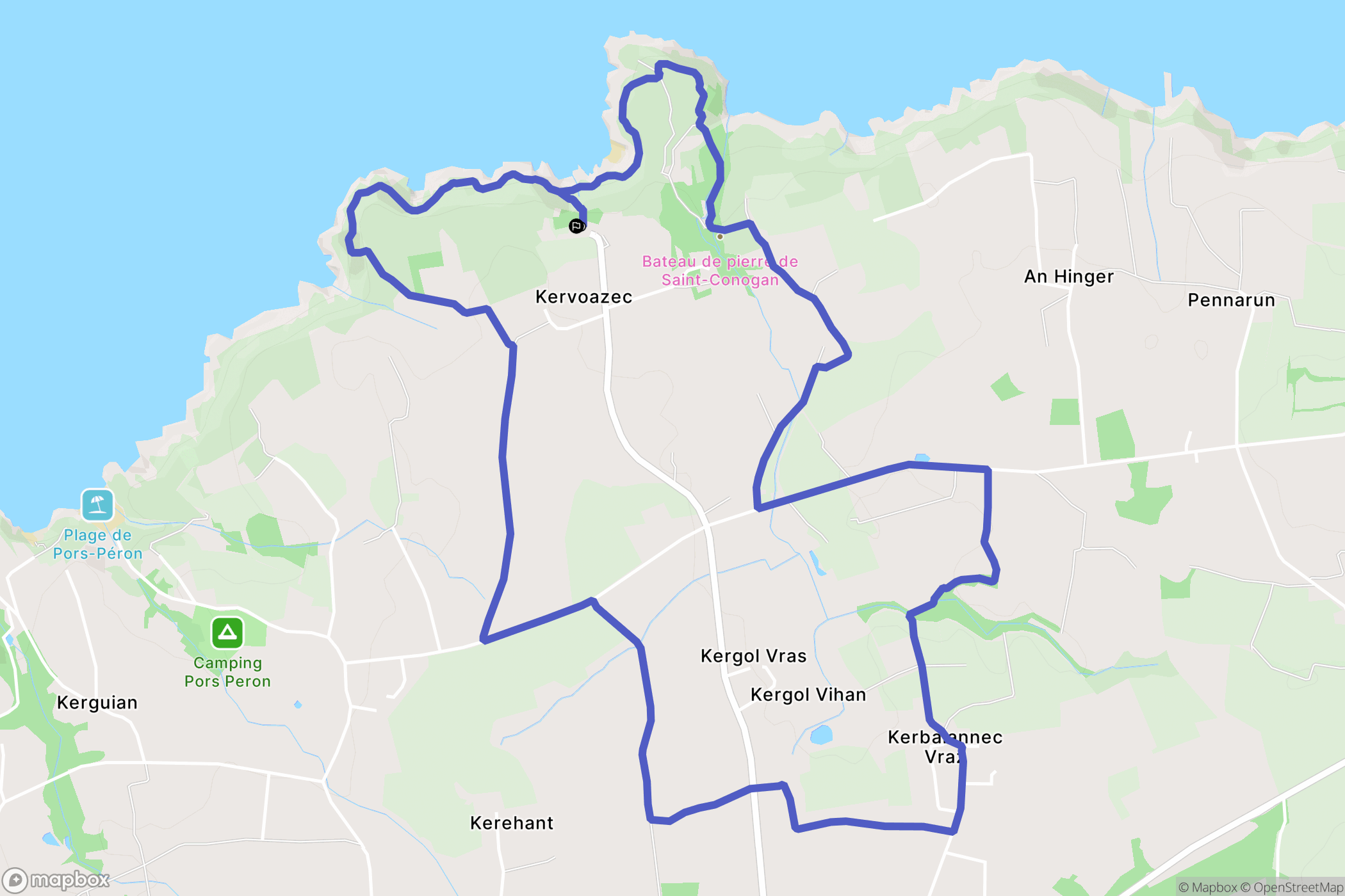 Beuzec-Cap-Sizun : carte du parcours de randonnée - France