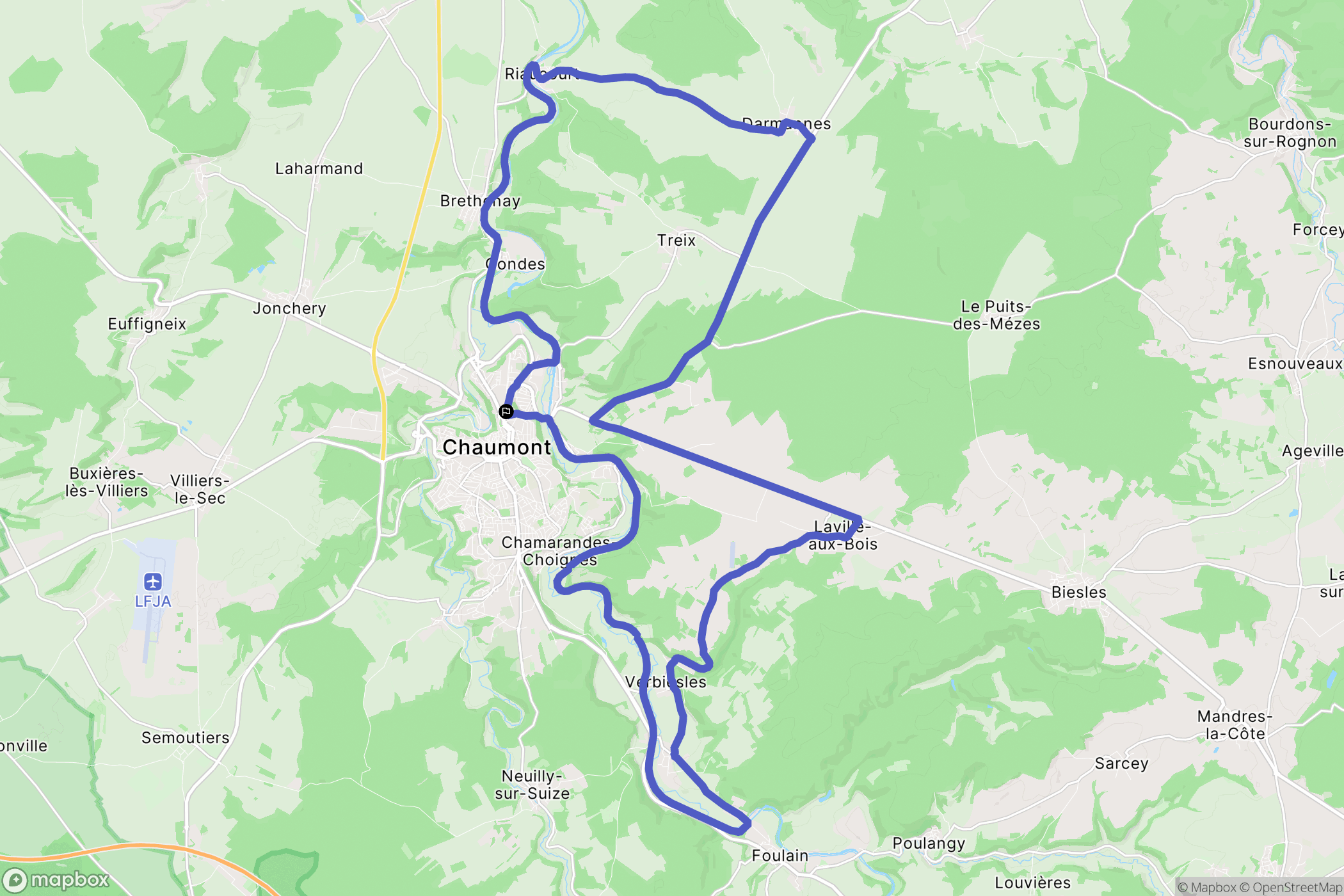 Chaumont : carte du parcours de randonnée - France