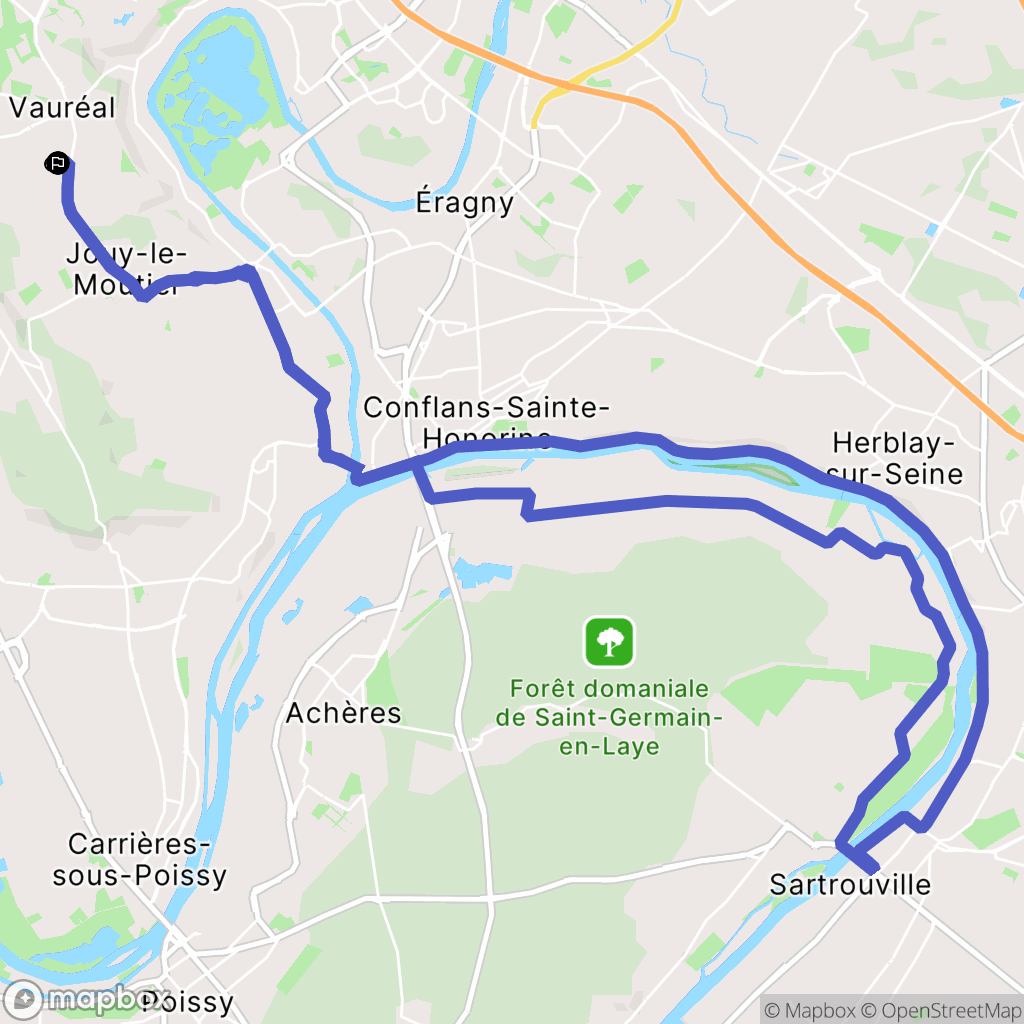 Vauréal : carte du parcours de randonnée - France