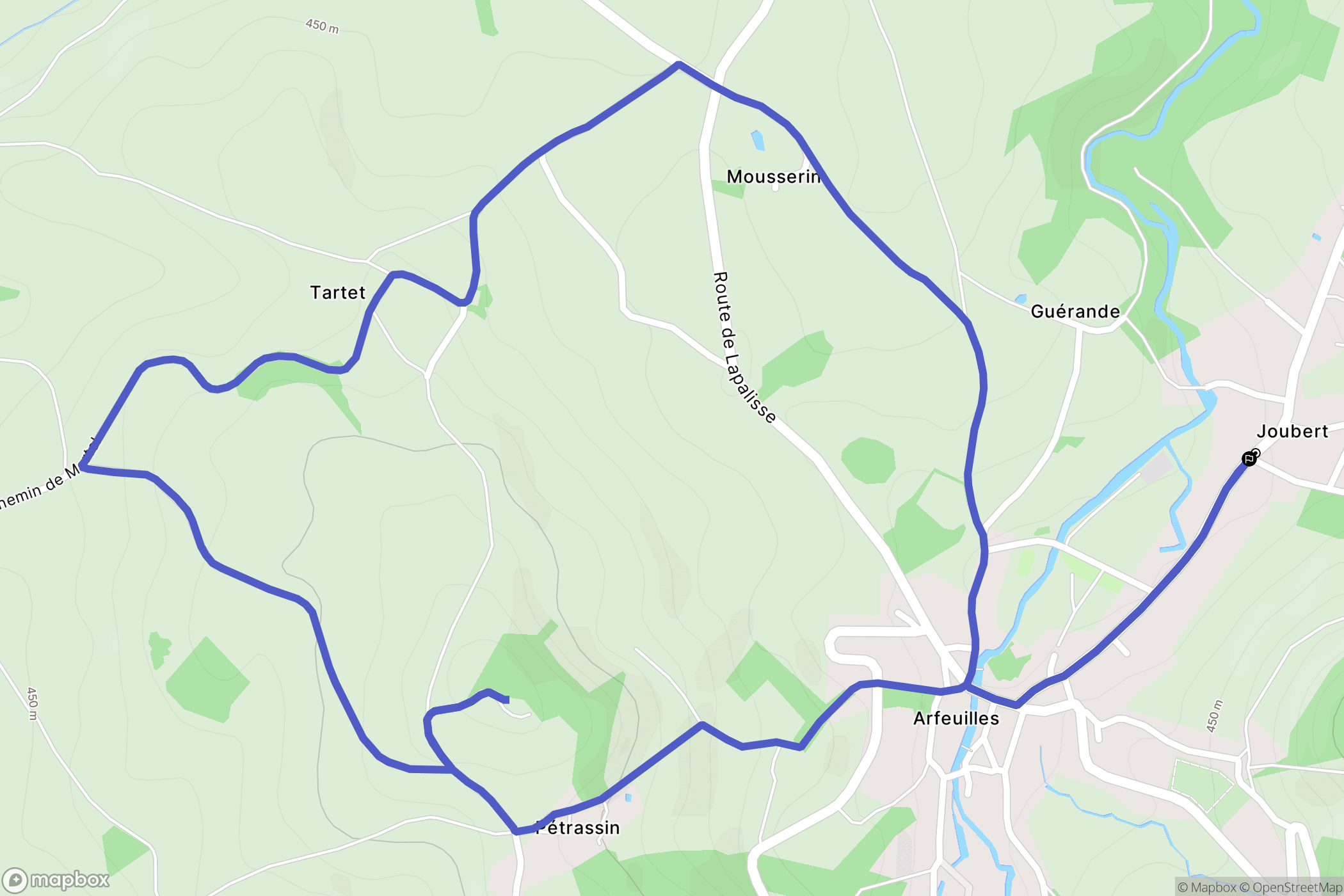 Arfeuilles : carte du parcours de randonnée - France