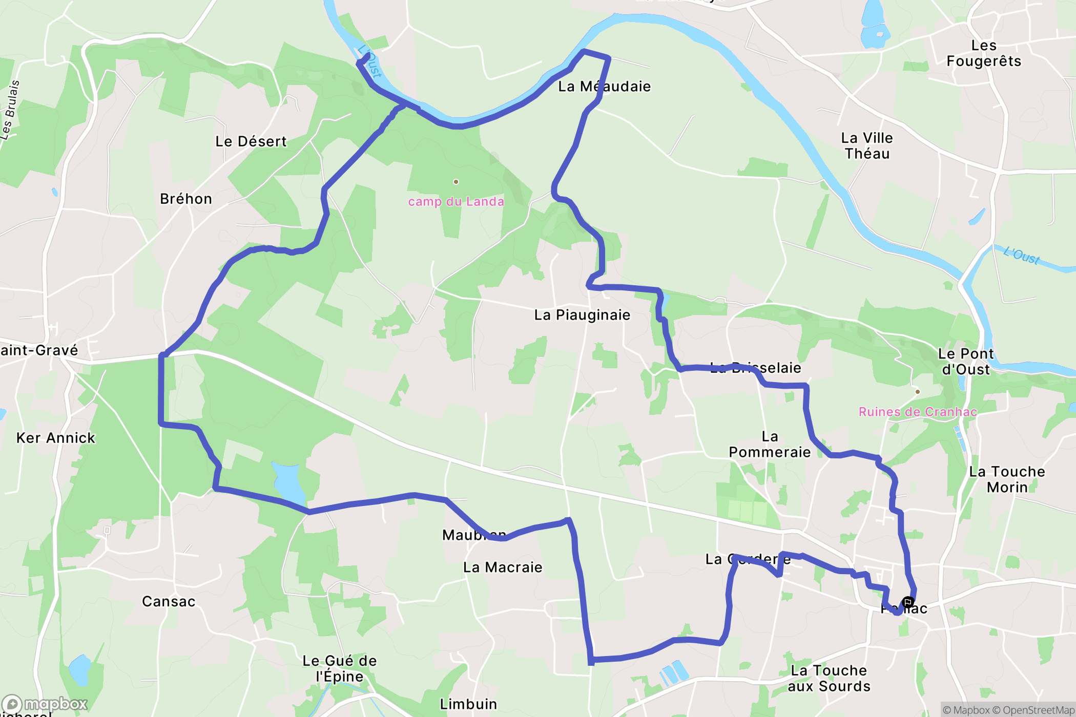 Peillac : carte du parcours de randonnée - France