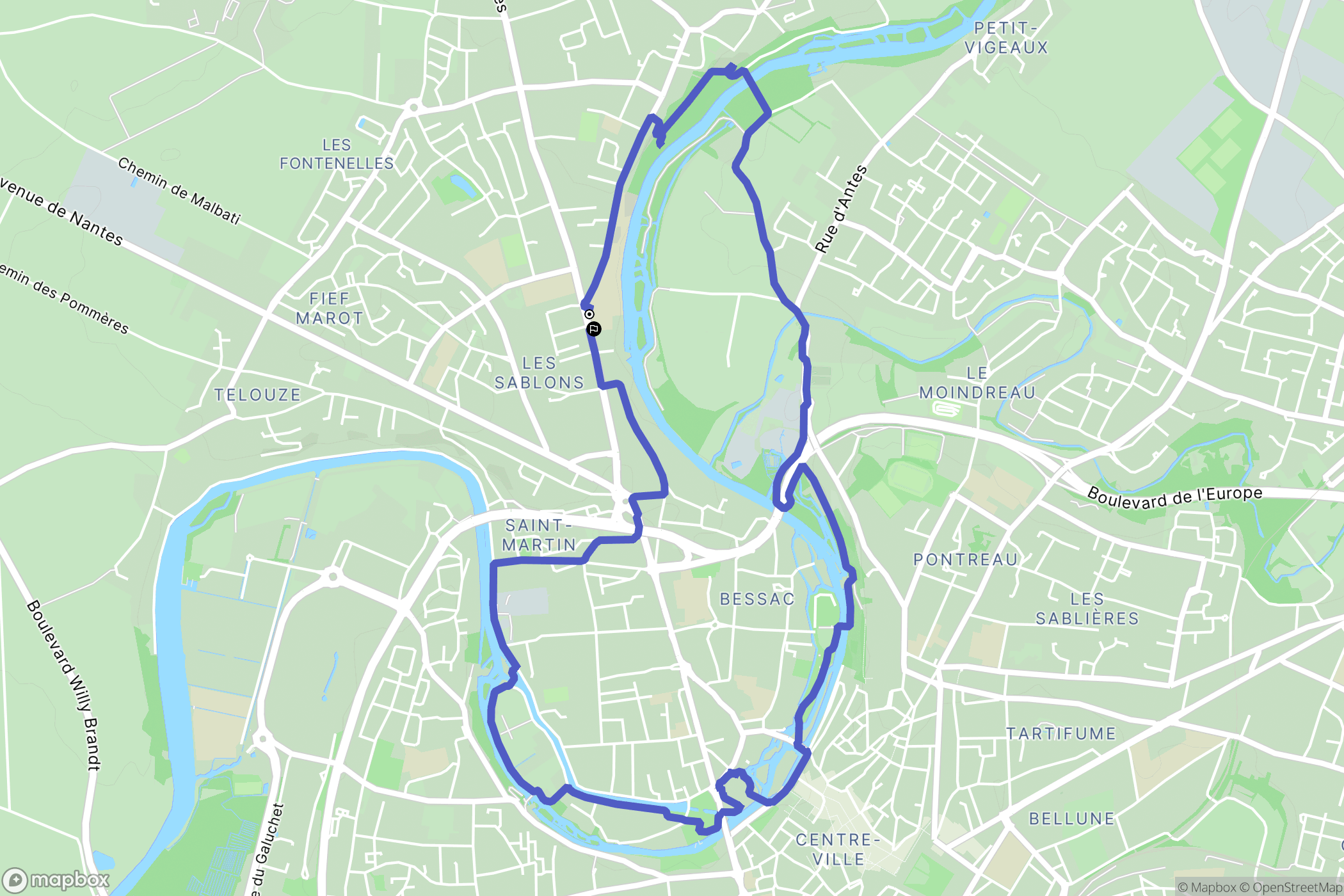 Niort : carte du parcours de randonnée - France