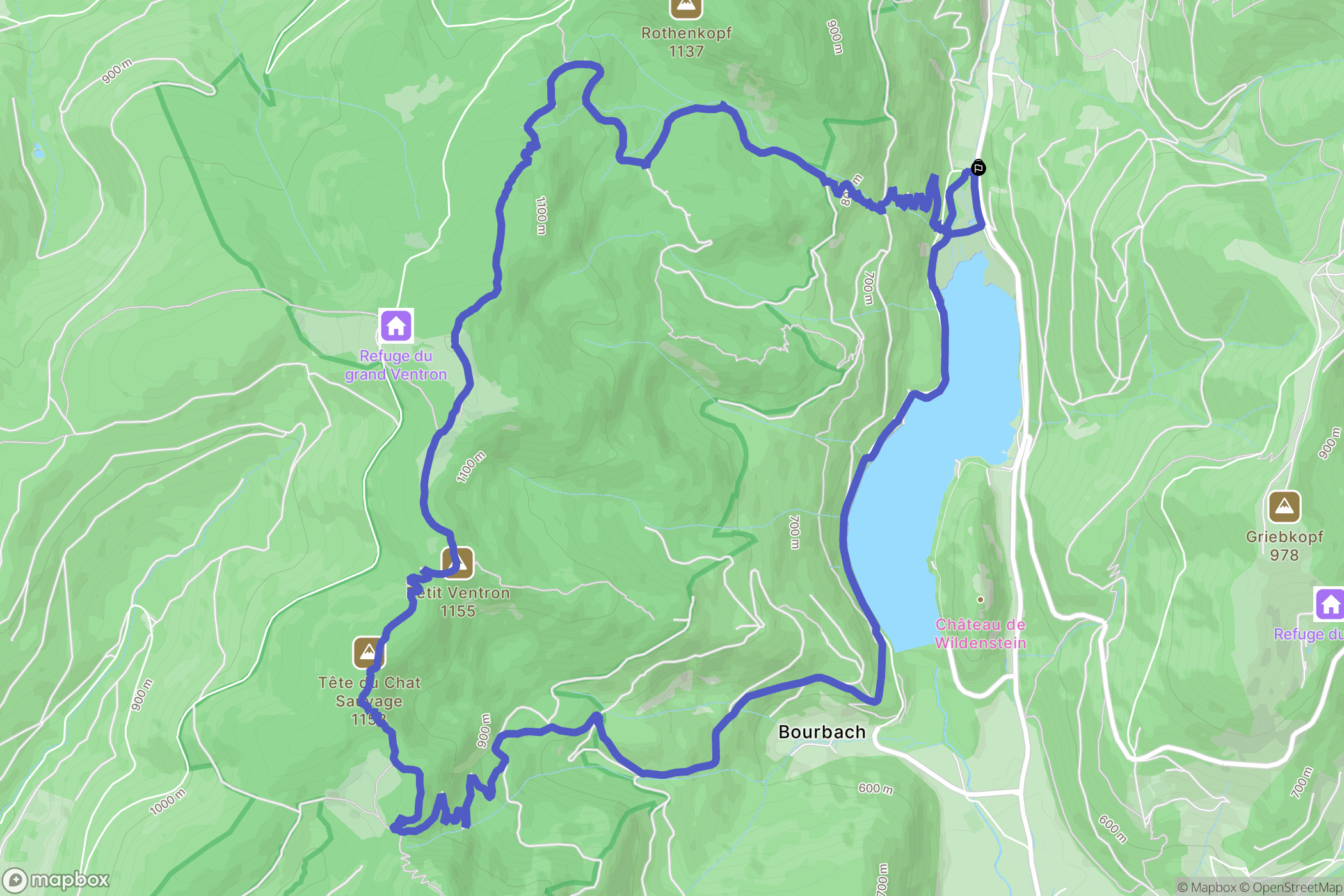 Wildenstein : carte du parcours de randonnée - France