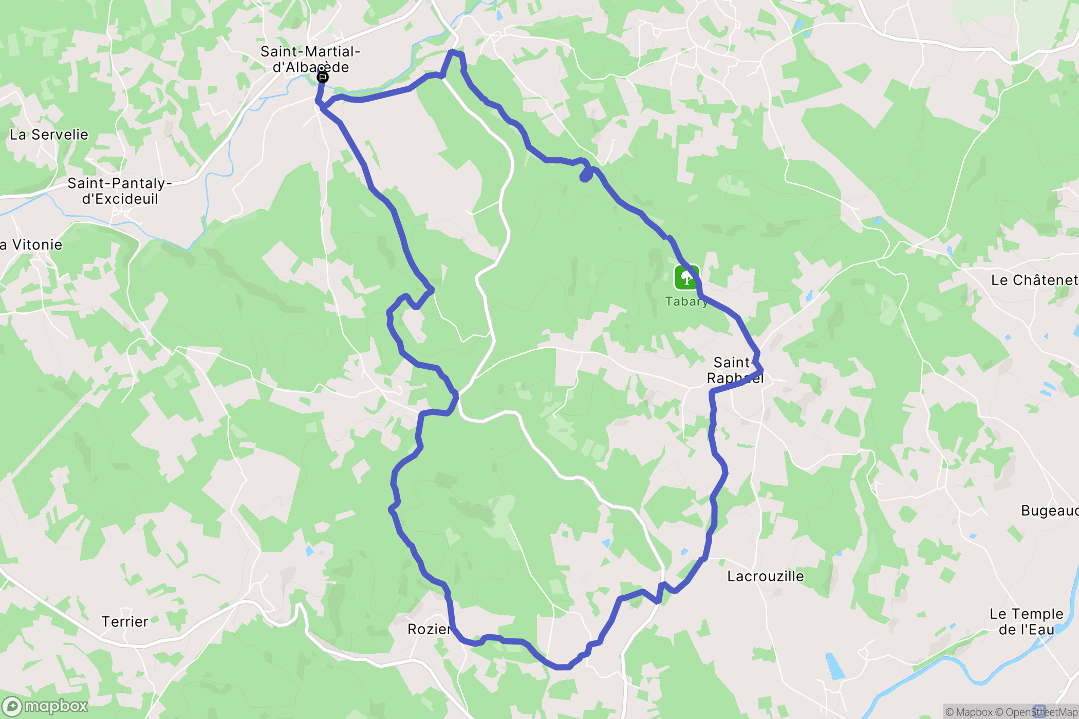 Saint-Martial-d'Albarède : carte du parcours de randonnée - France