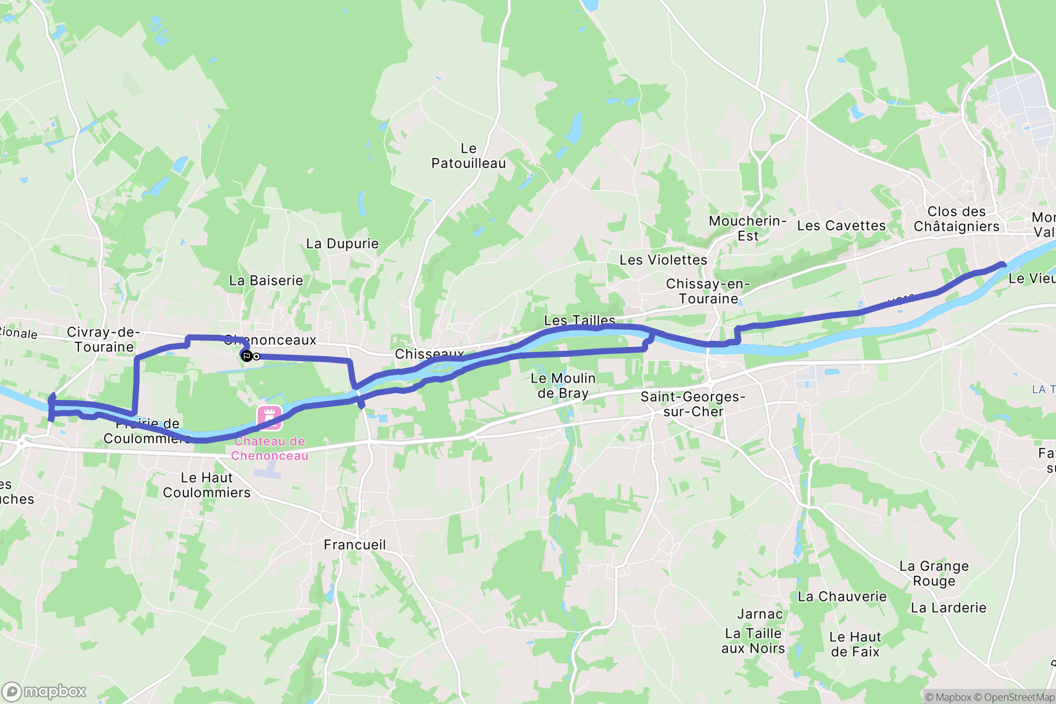 Chenonceaux : carte du parcours de randonnée - France