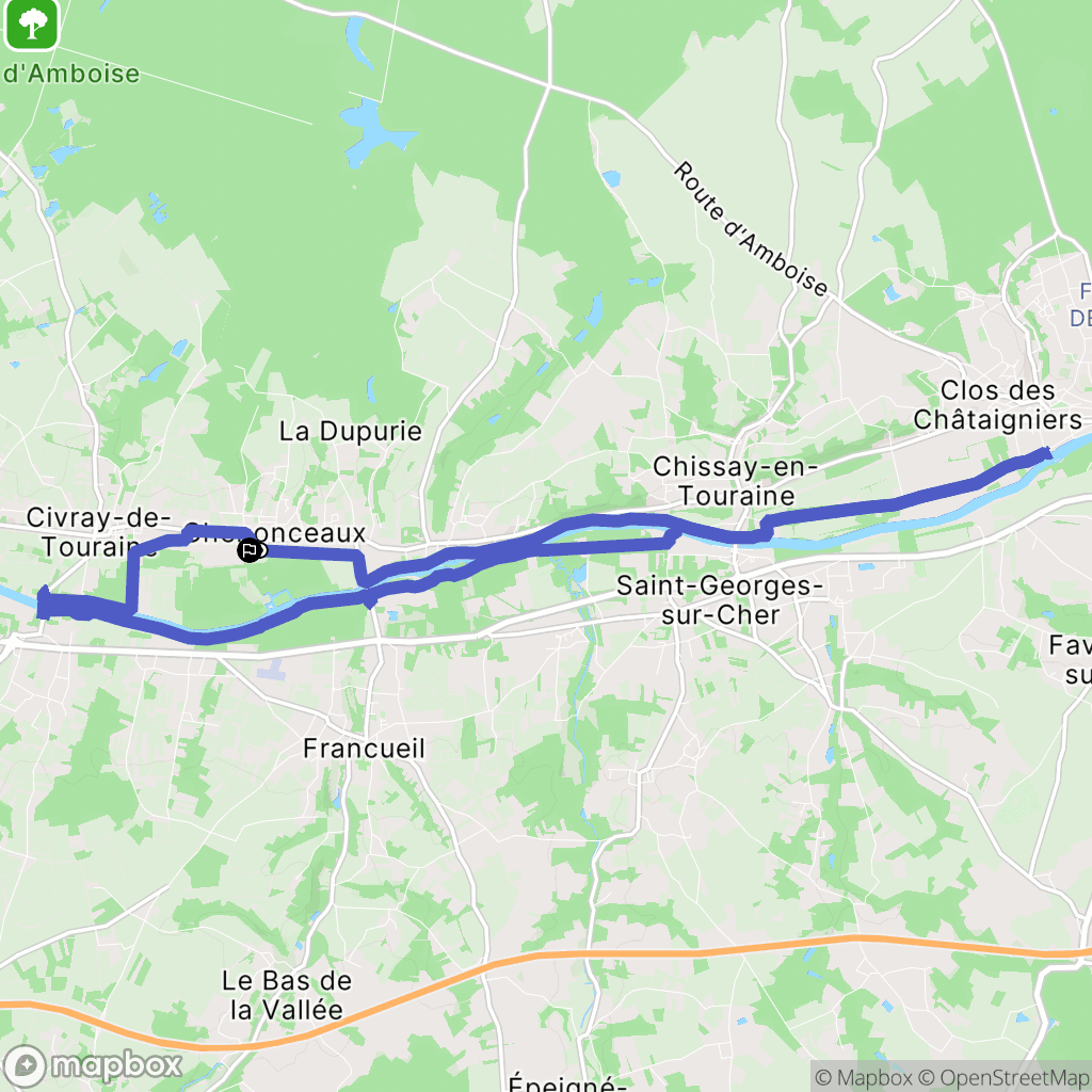 Chenonceaux : carte du parcours de randonnée - France
