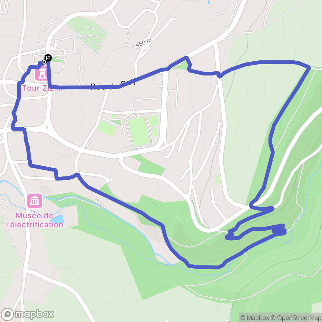 Bourganeuf : carte du parcours de randonnée - France