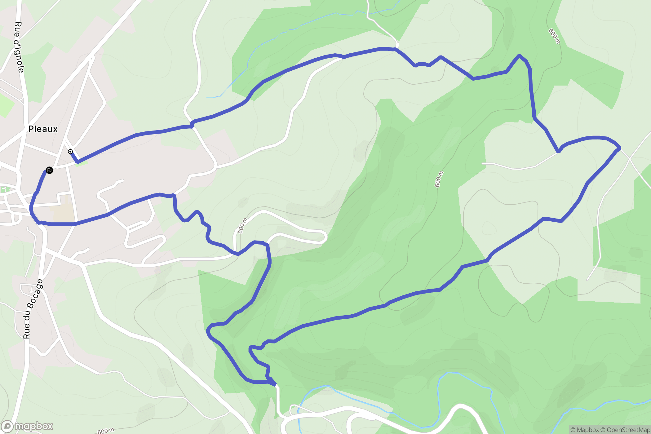 Pleaux : carte du parcours de randonnée - France