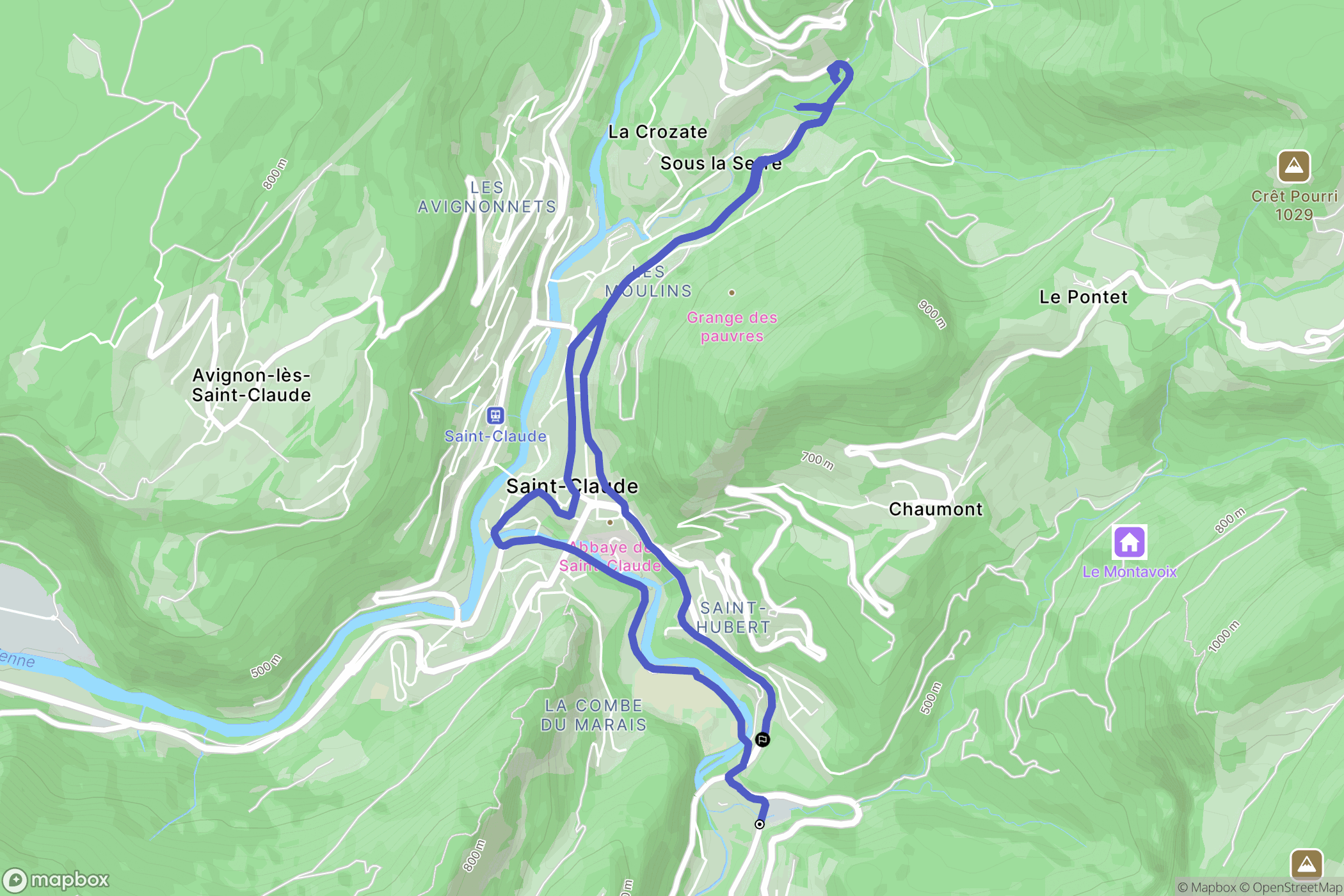Villard-Saint-Sauveur : carte du parcours de randonnée - France